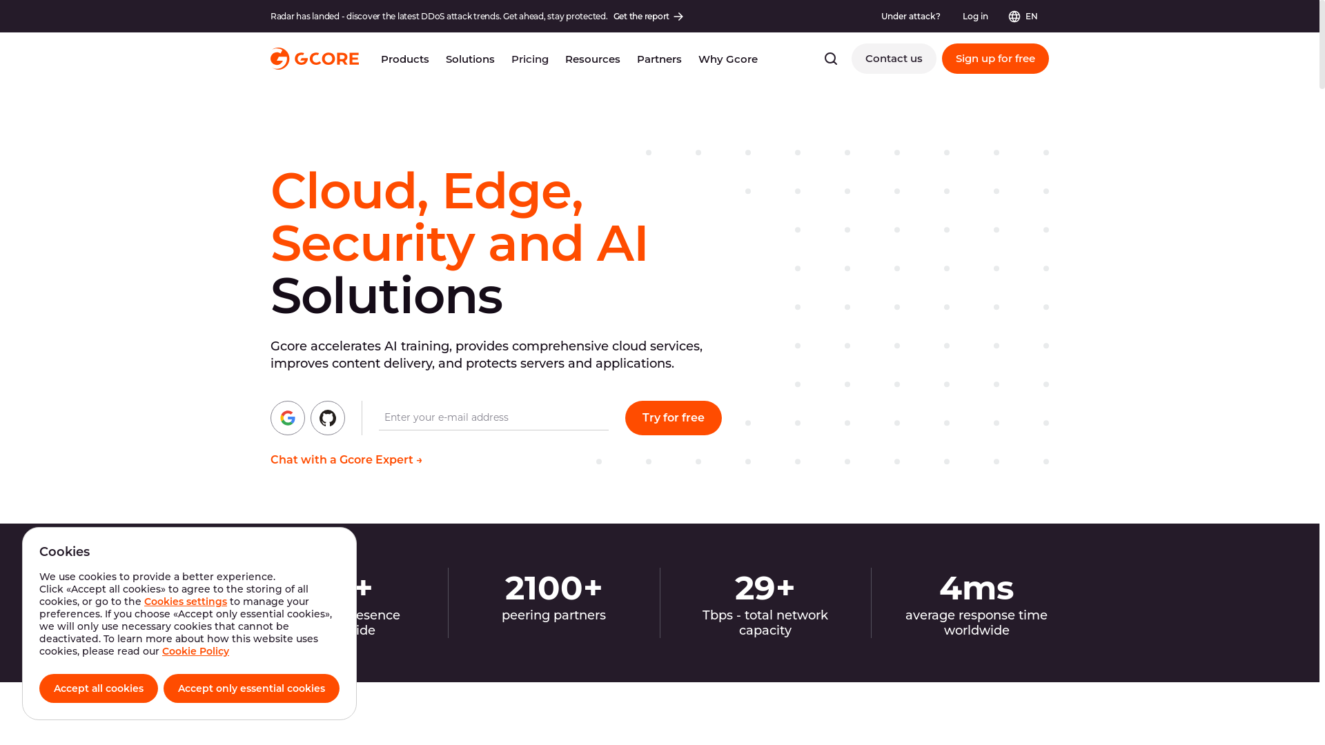 website screenshot of https://gcorelabs.com