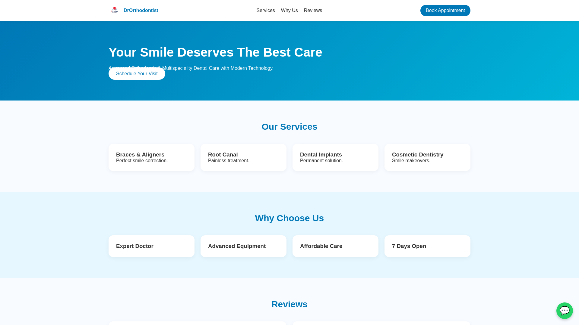 website screenshot of https://drorthodontistmultispecialitydentalclinic.com/