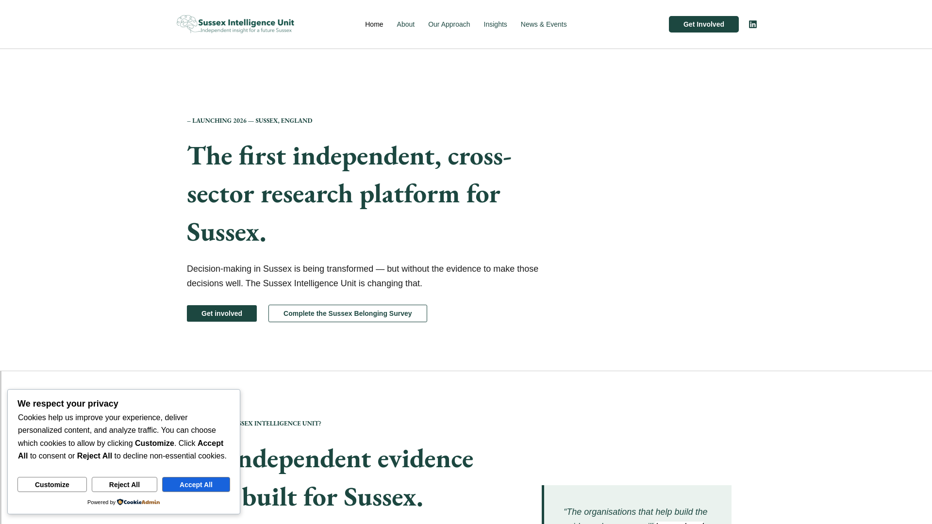 website screenshot of https://sussexintelligence.com/