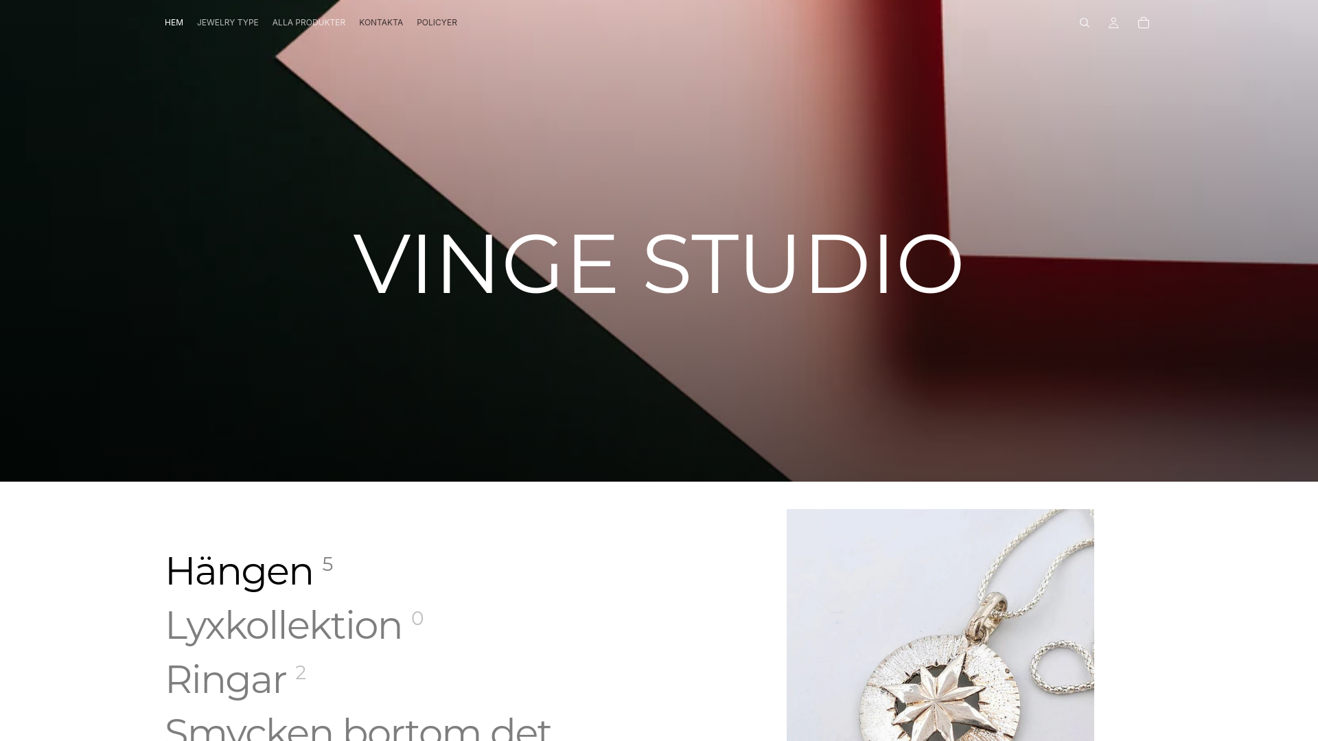 website screenshot of https://vingestudio.se/