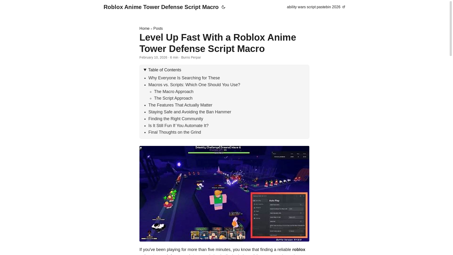 website screenshot of https://roblox-anime-tower-defense-script-macro.pages.dev/