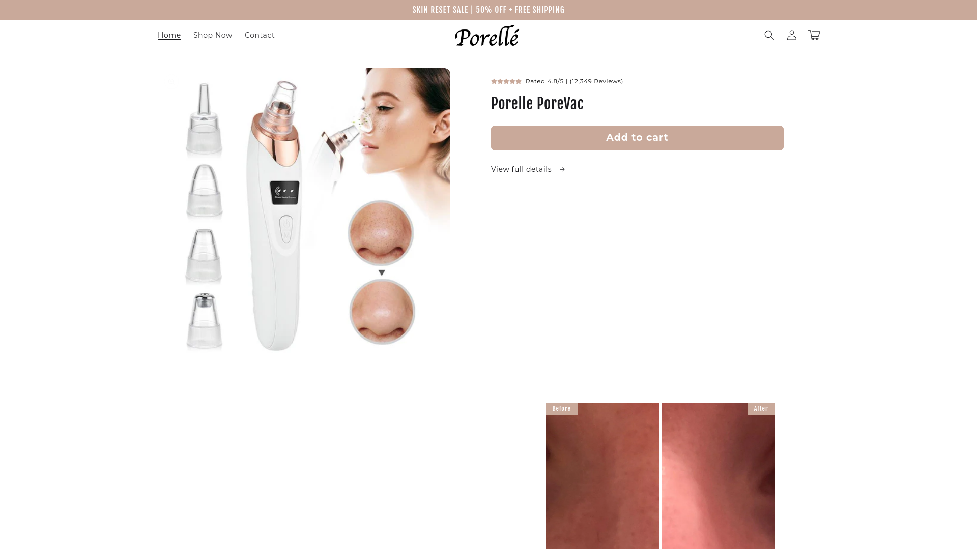 website screenshot of https://tryporelle.com/