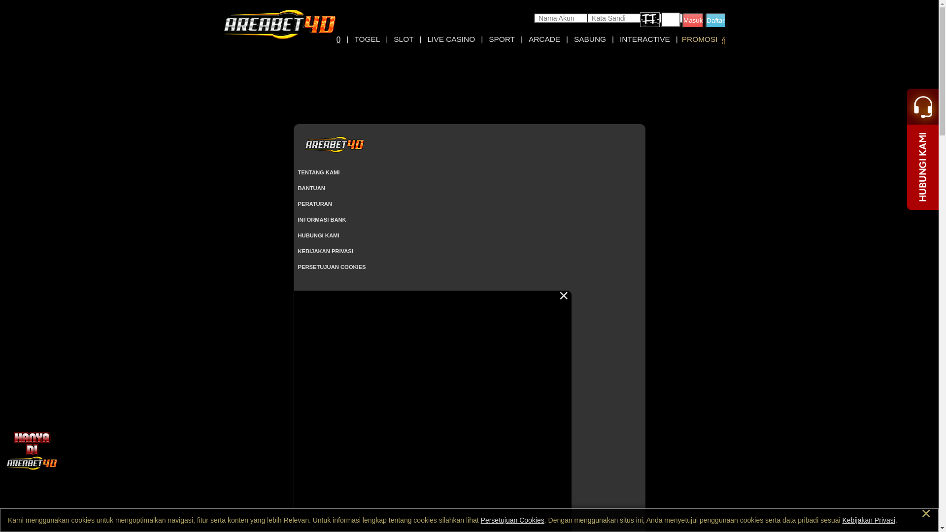 website screenshot of https://areapastihoki.xyz/