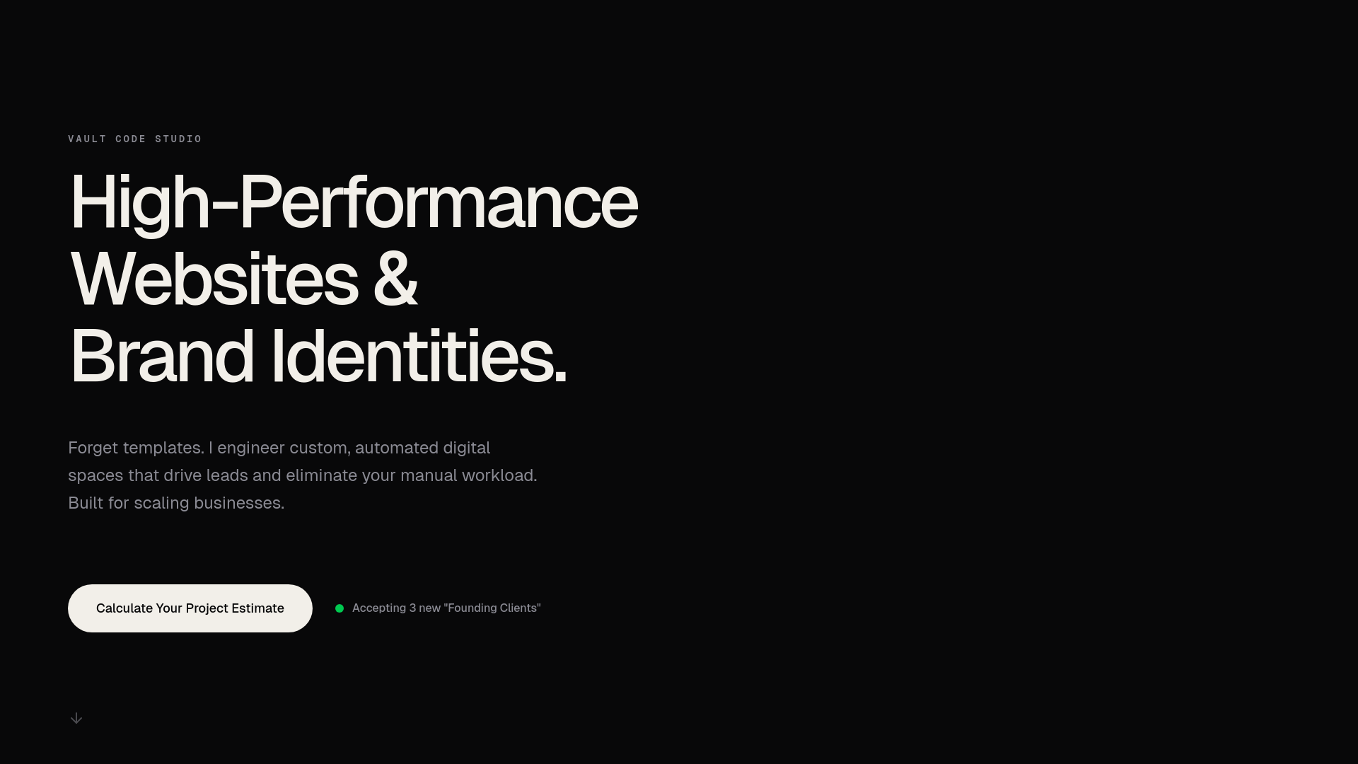 website screenshot of https://vaultcodestudio.com/