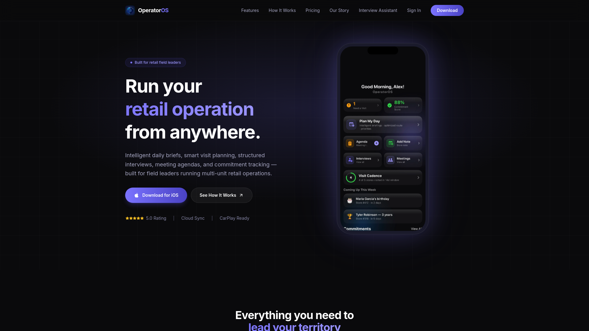 website screenshot of https://operatoros.app/