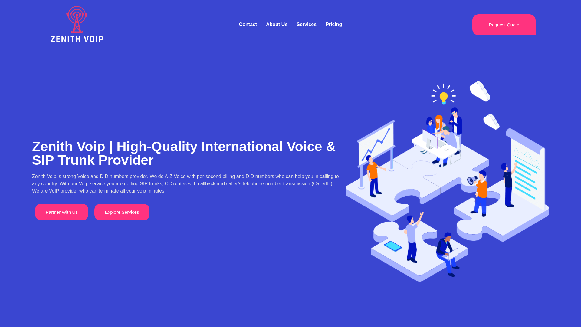 website screenshot of https://zenithvoip.net/