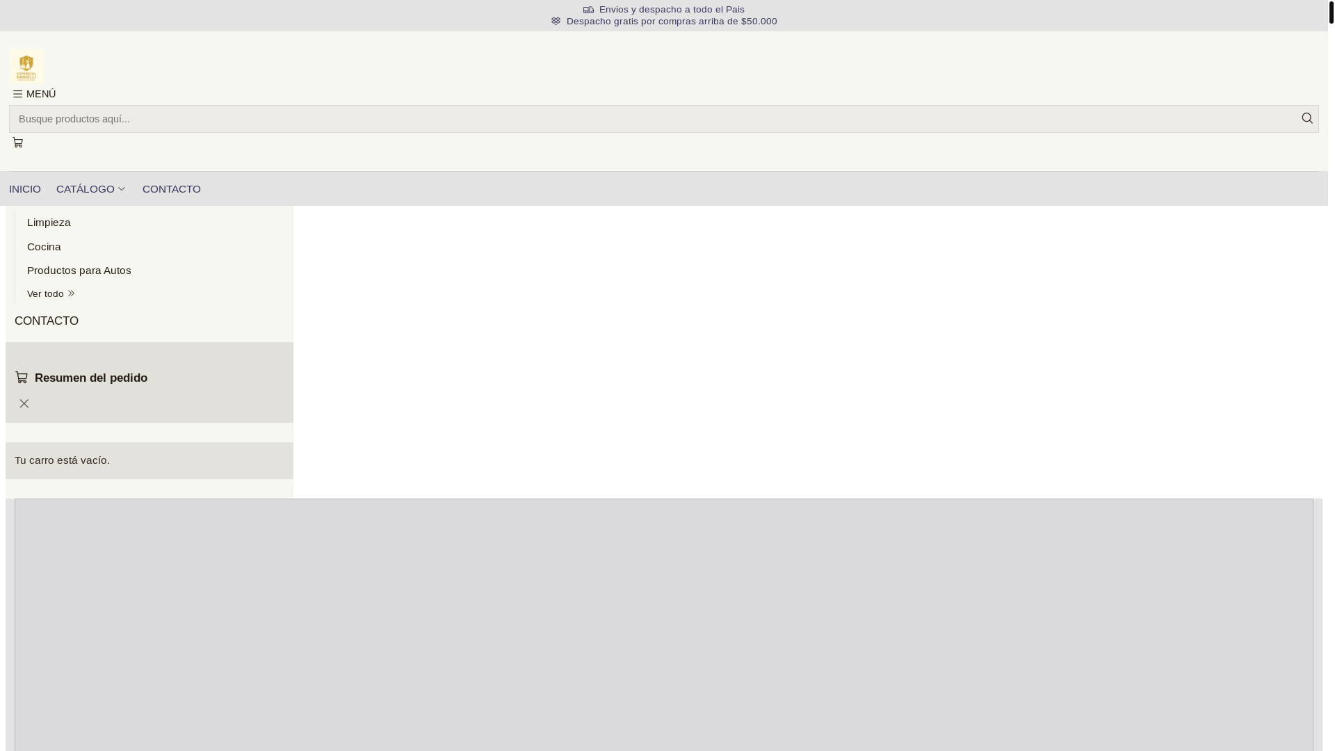 website screenshot of https://comercialdanielli.cl/