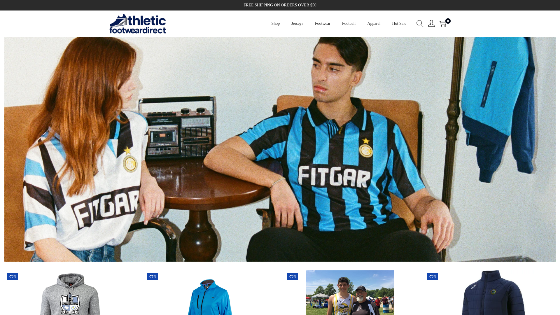 website screenshot of https://athleticfootweardirect.com/