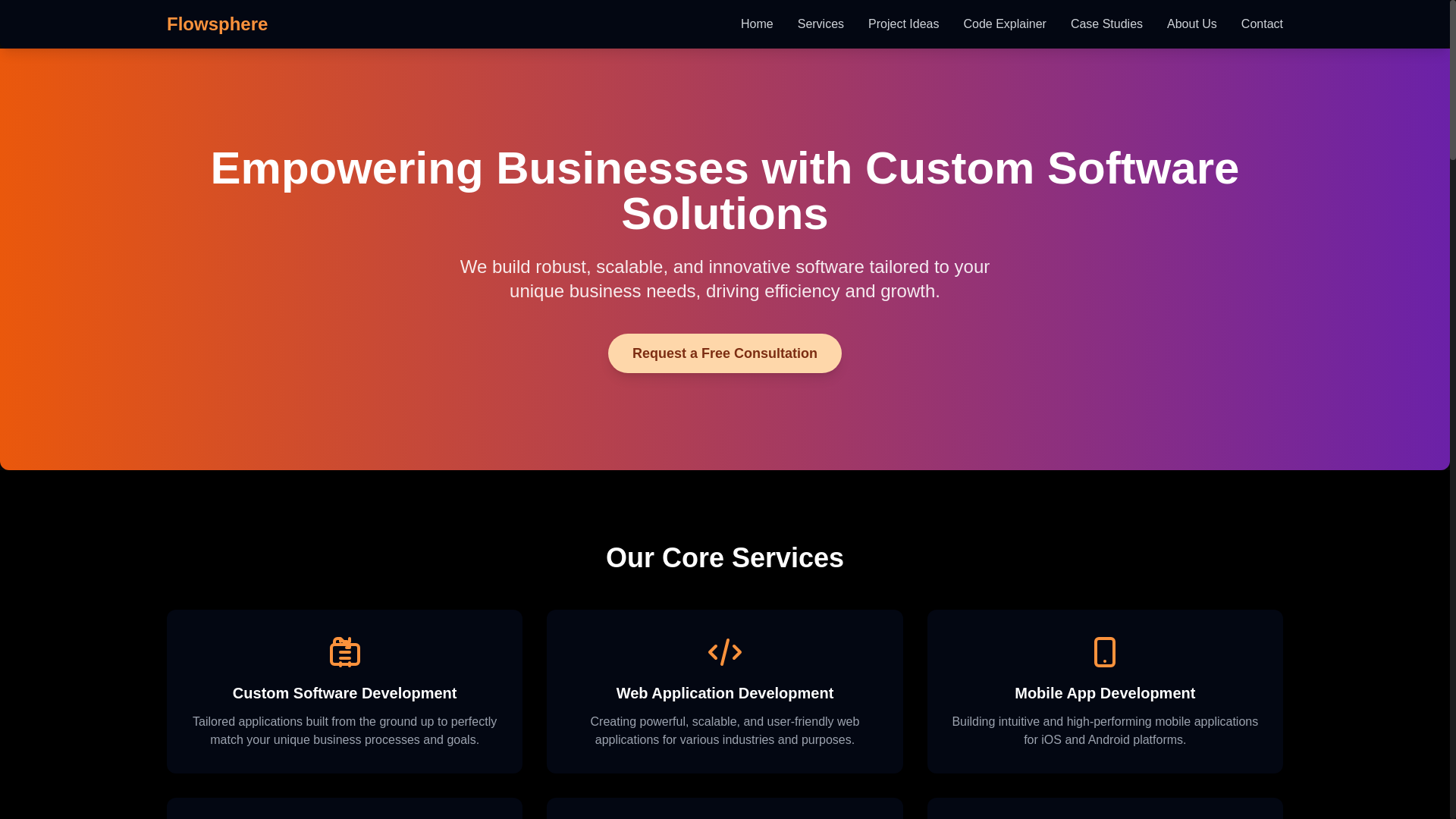 website screenshot of https://flowsphere-website.pages.dev/