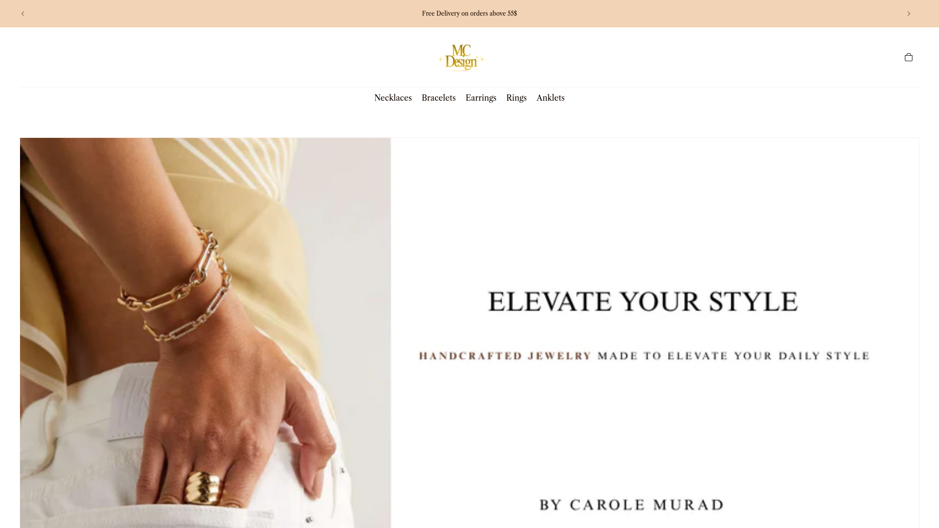 website screenshot of https://mcdesignjewelry.com