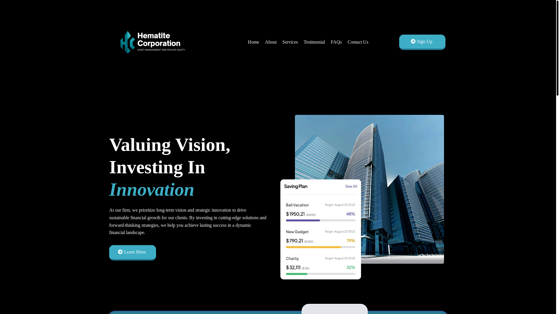 website screenshot of https://hematiteequity.com/