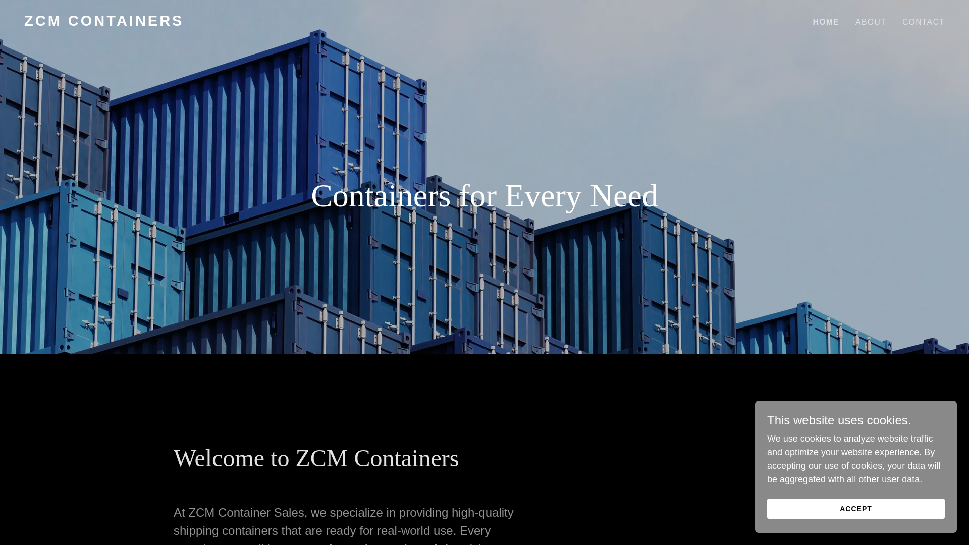 website screenshot of https://zcmcontainers.com/