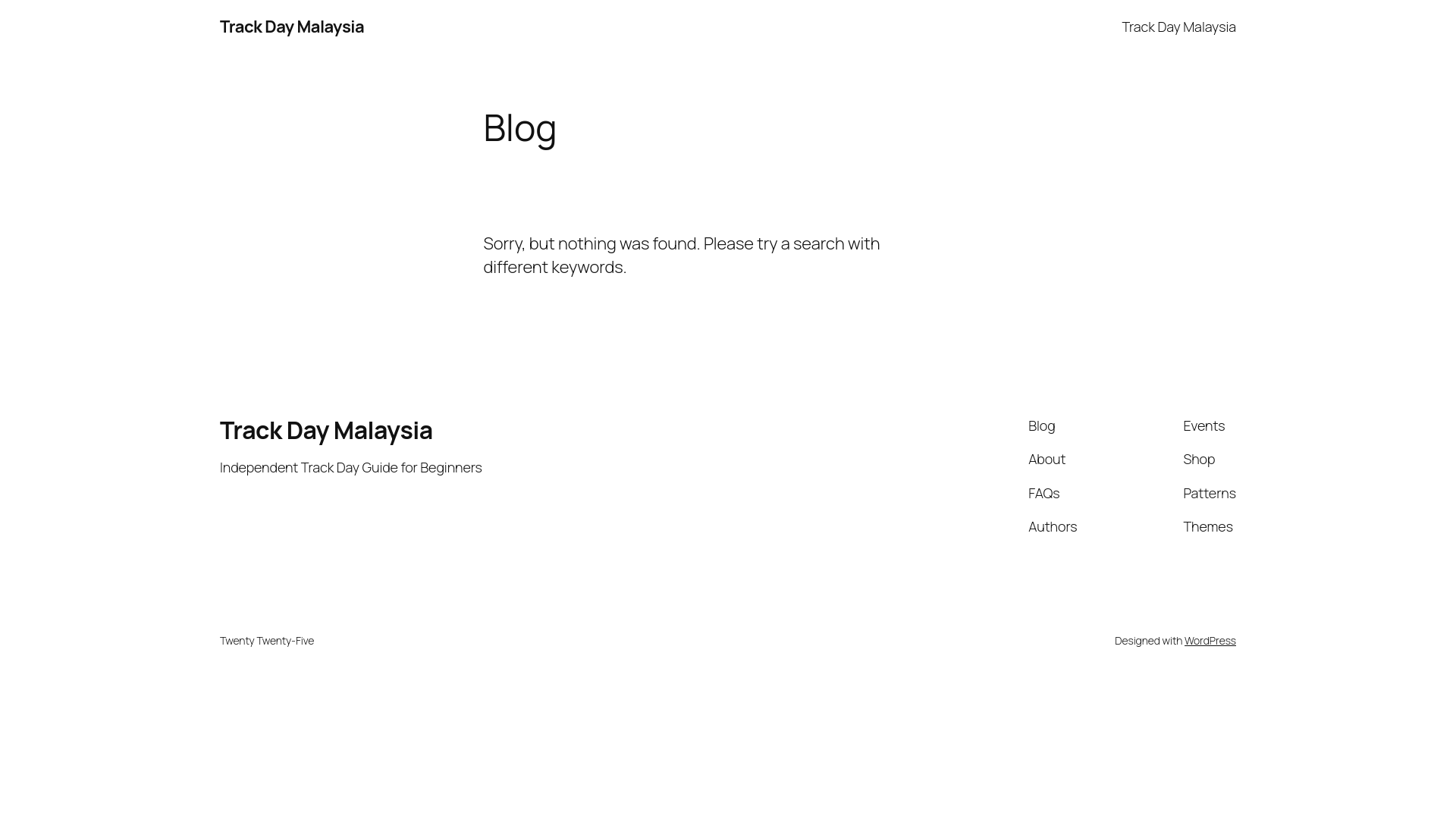 website screenshot of https://trackdaymalaysia.com/