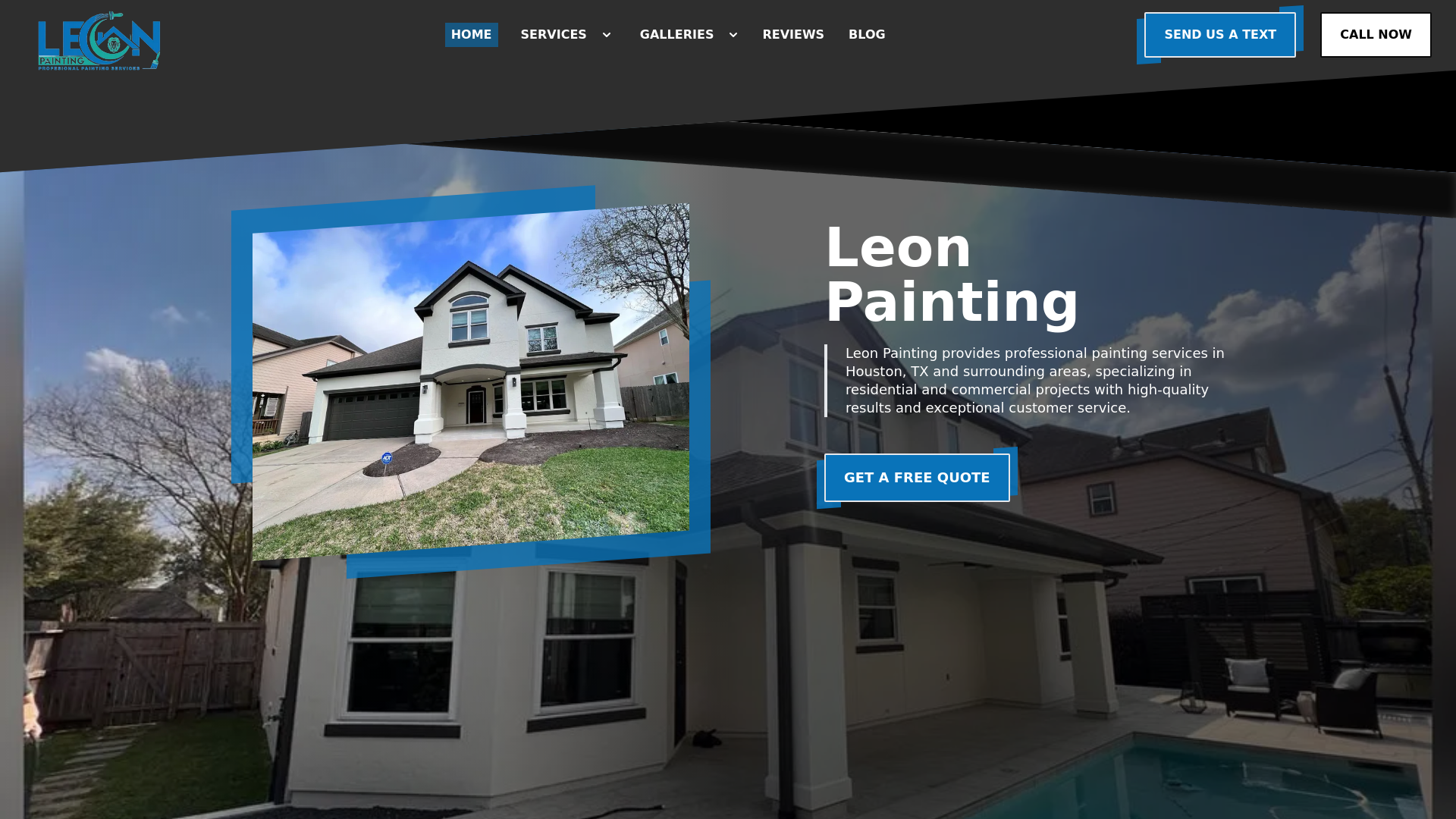 website screenshot of https://leonpaintinghouston.com