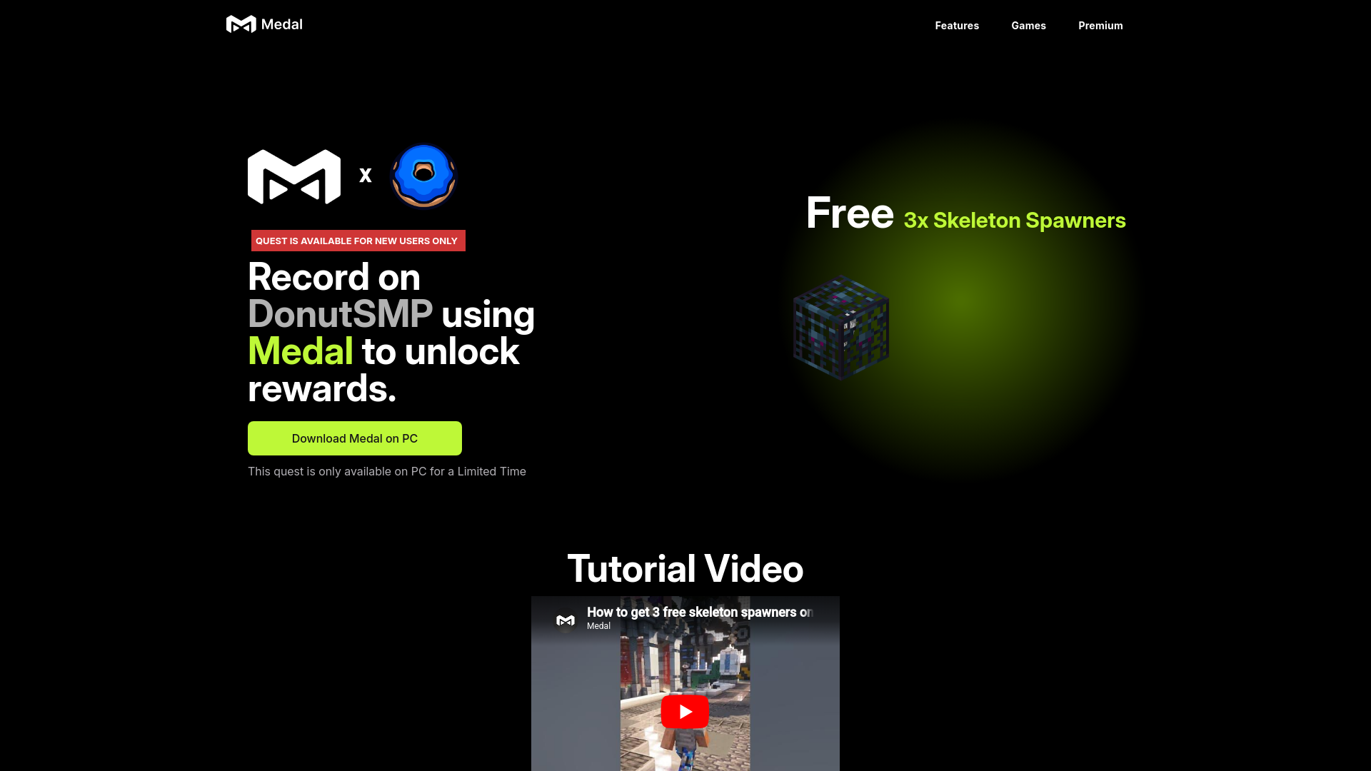 website screenshot of https://quests.medal.tv/donutsmp