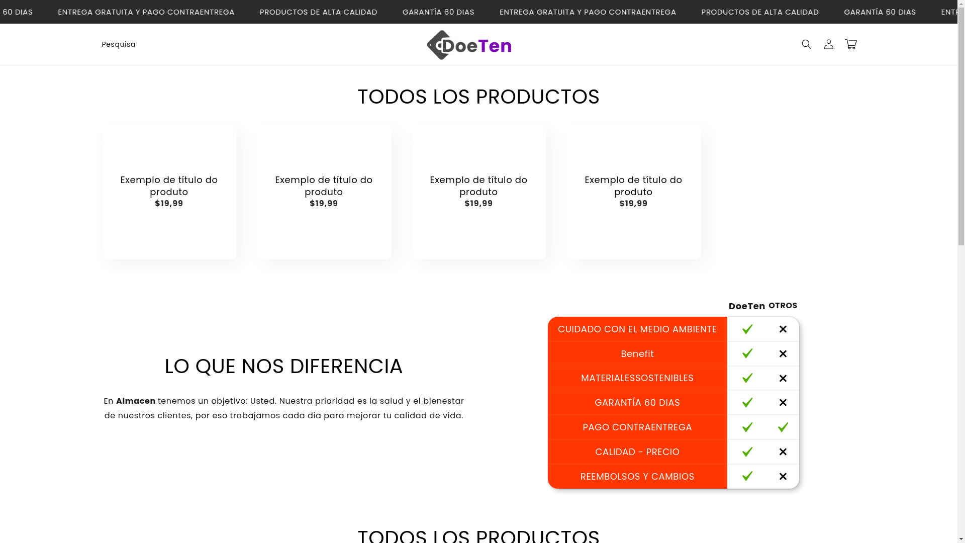 website screenshot of https://doeten.shop/