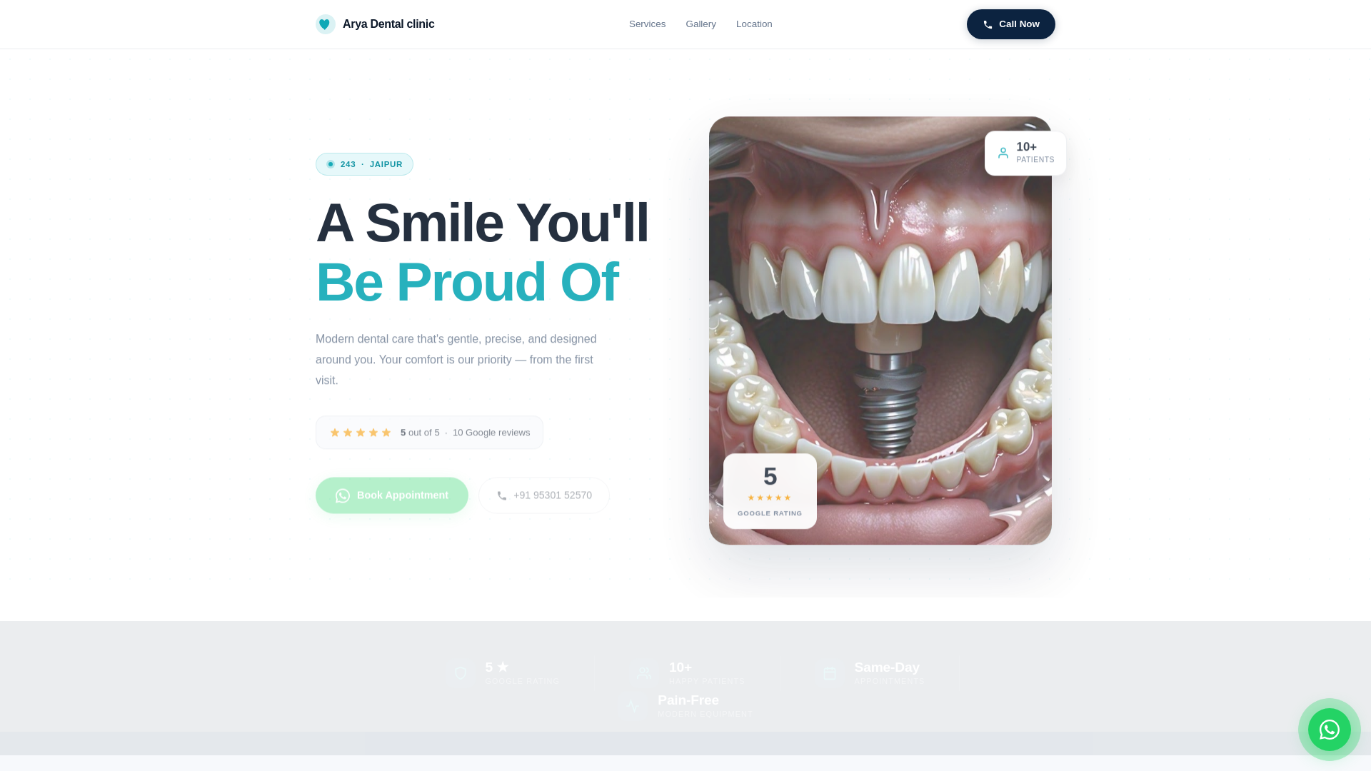 website screenshot of https://arya-dental-clinic-jaipur.pages.dev/