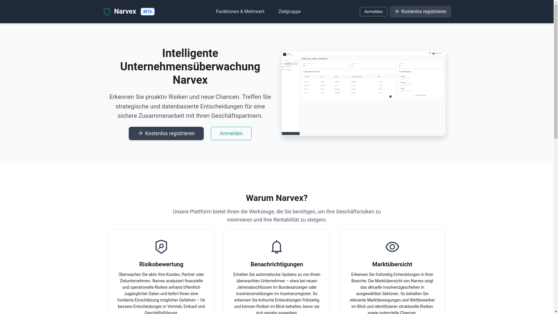 website screenshot of https://narvex.de/