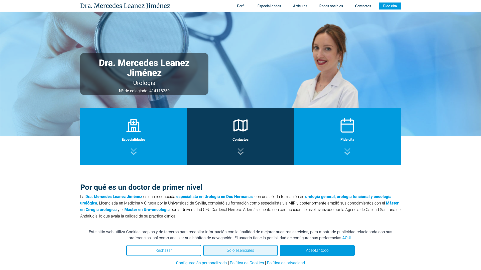 website screenshot of https://urologialeanezsevilla.es/