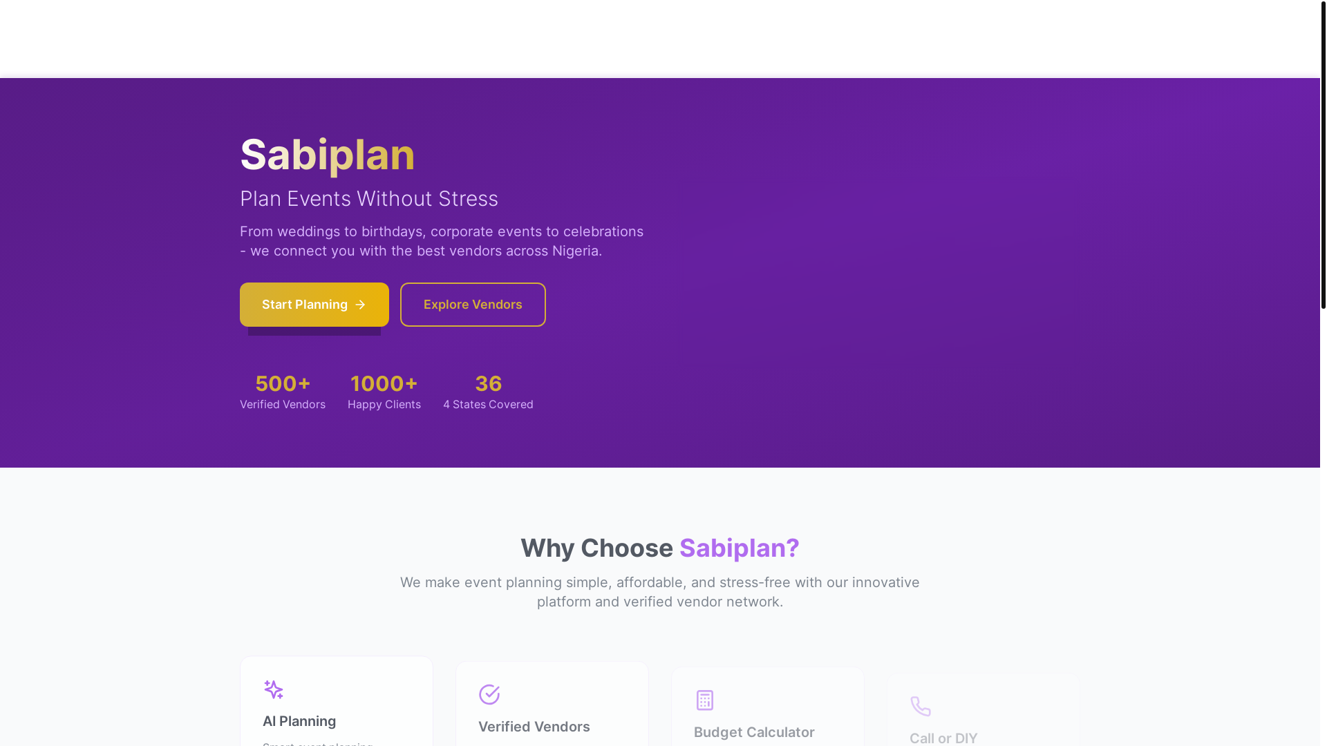 website screenshot of https://sabiplan.xyz/