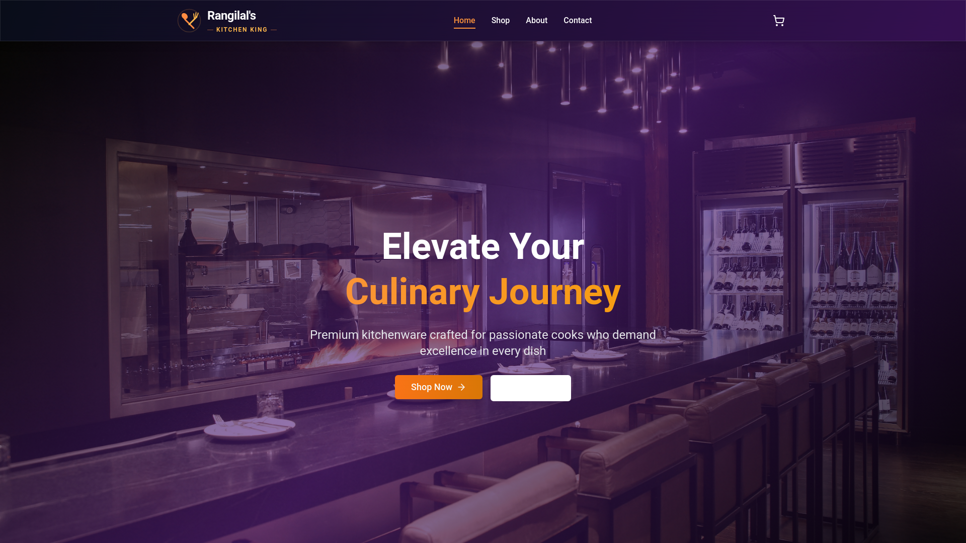 website screenshot of https://rangilalskitchenking.com/