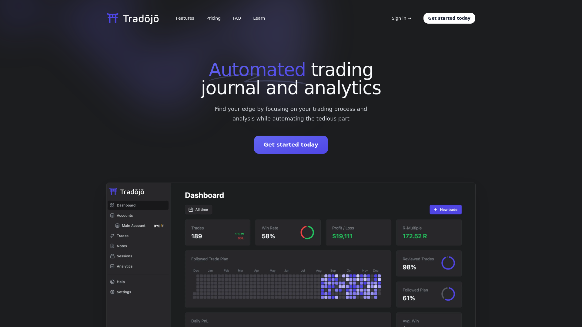 website screenshot of https://www.tradojo.com/