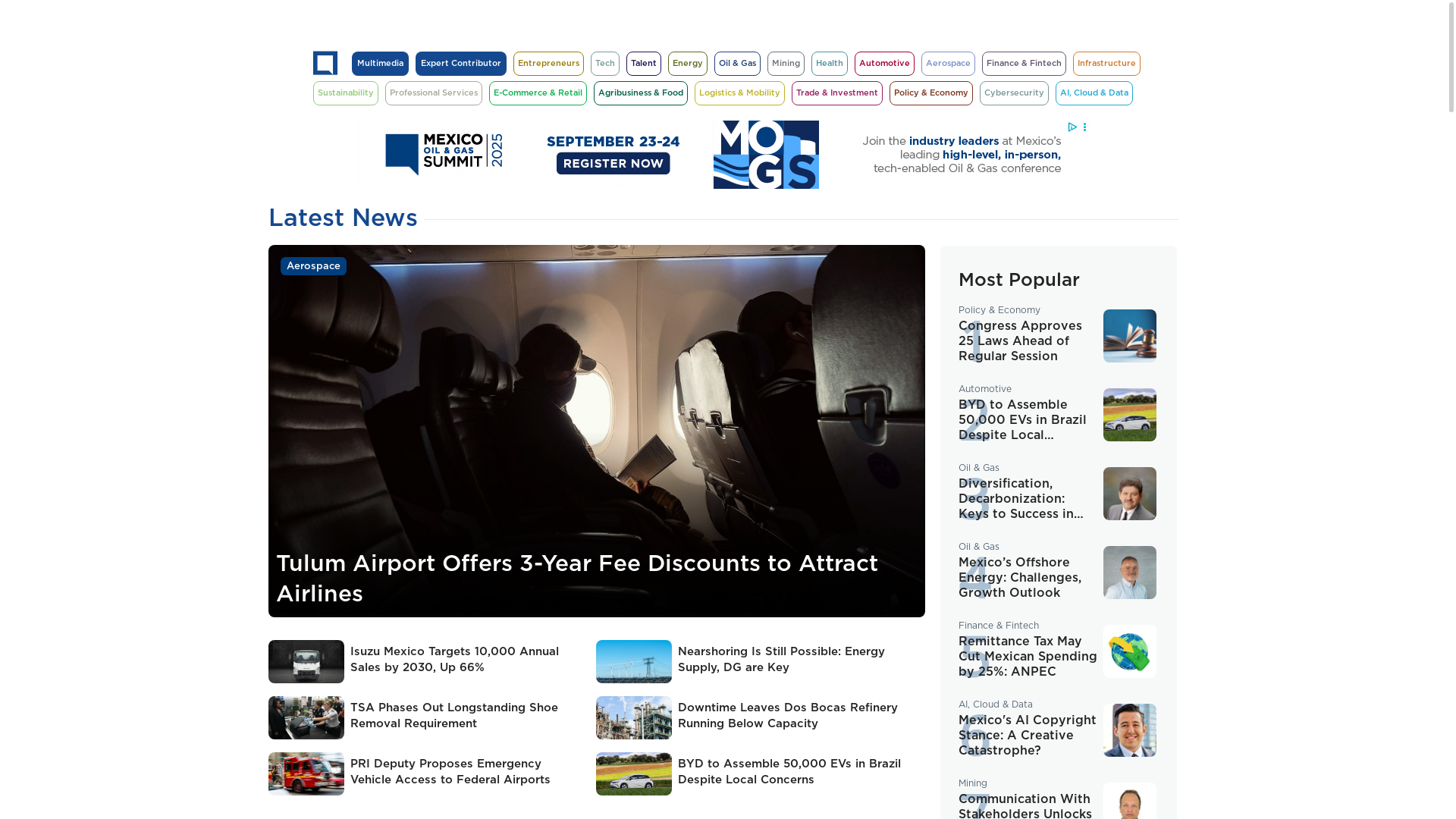 website screenshot of https://mexicobusiness.news/