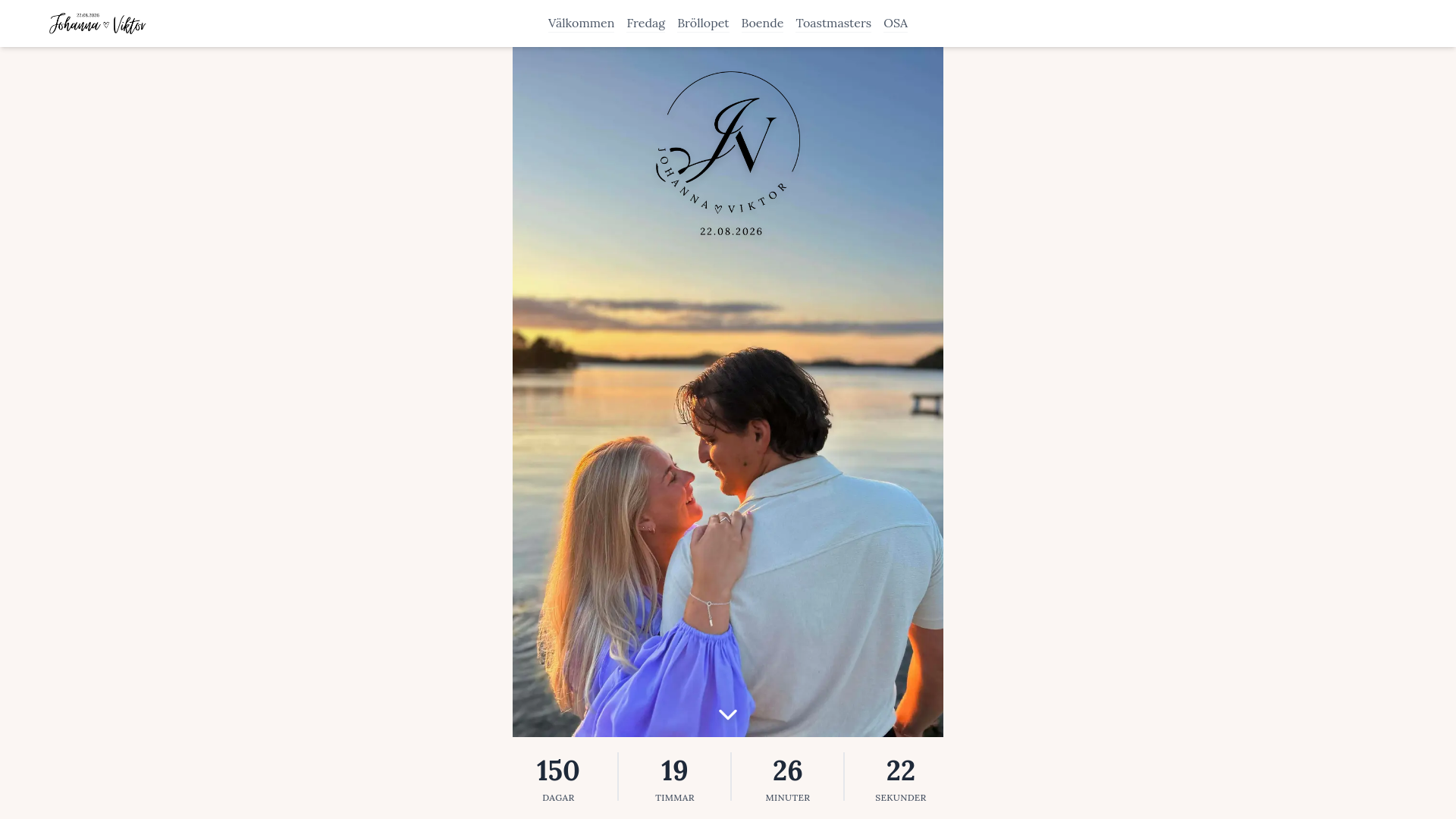 website screenshot of https://johannaochviktor.com/