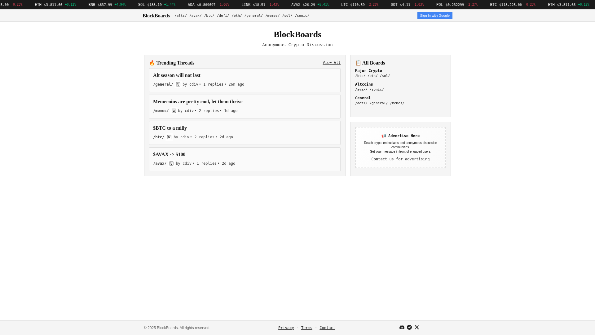 website screenshot of https://blockboards.org/