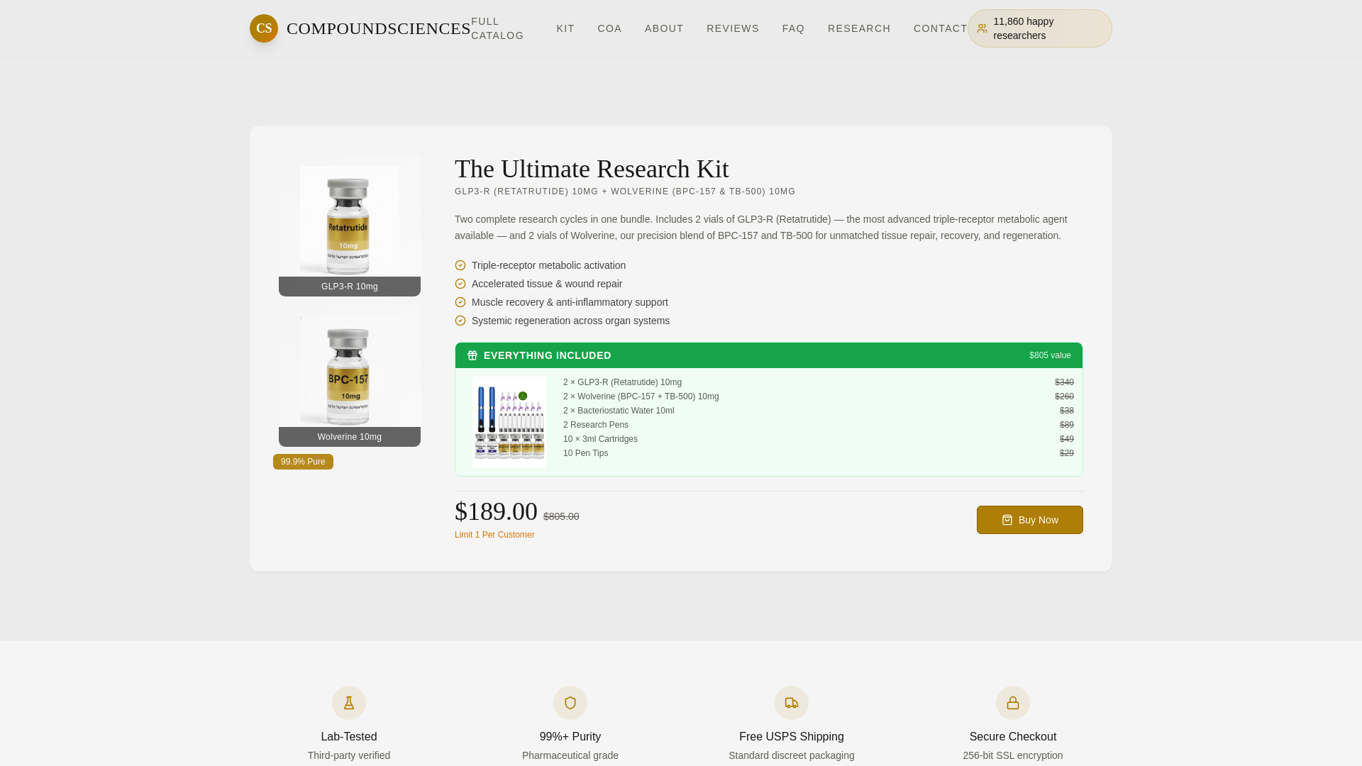 website screenshot of https://compoundsciences.org