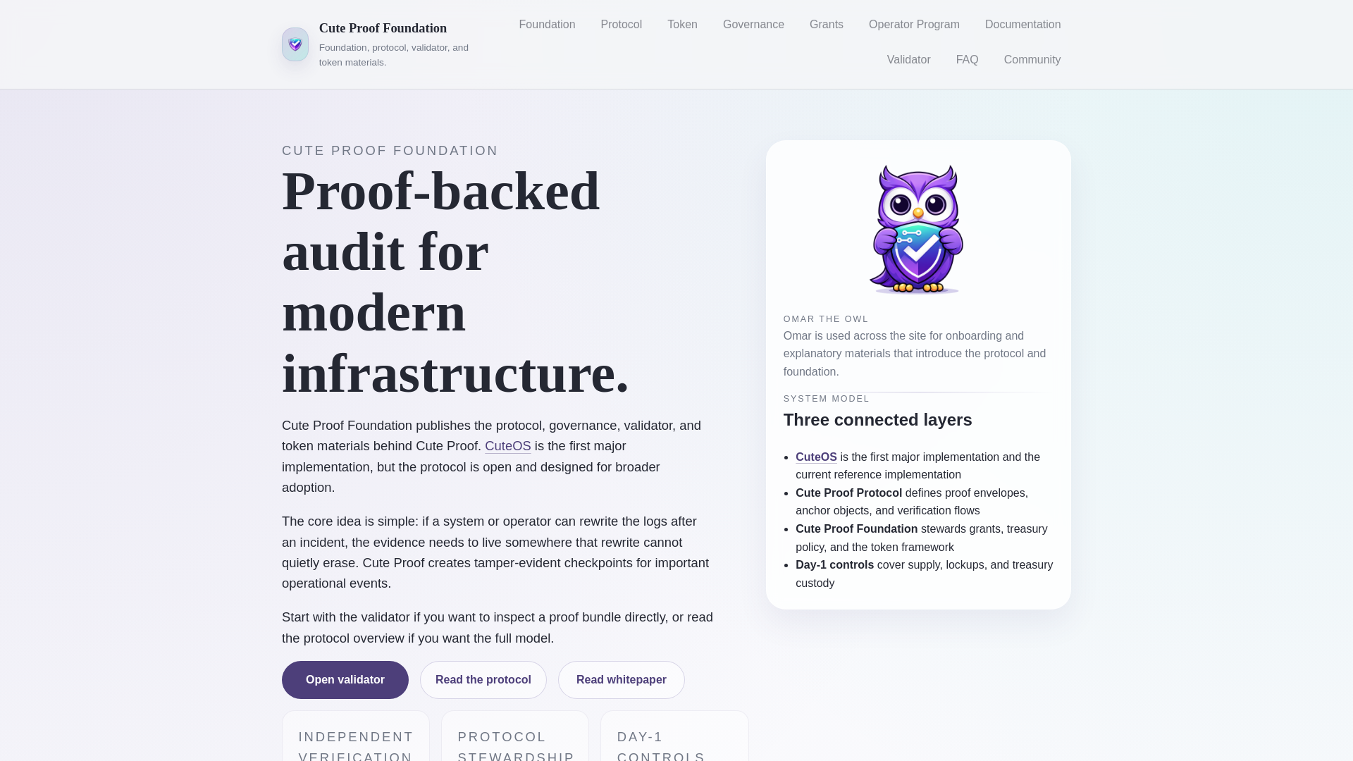 website screenshot of https://cuteproof.org/