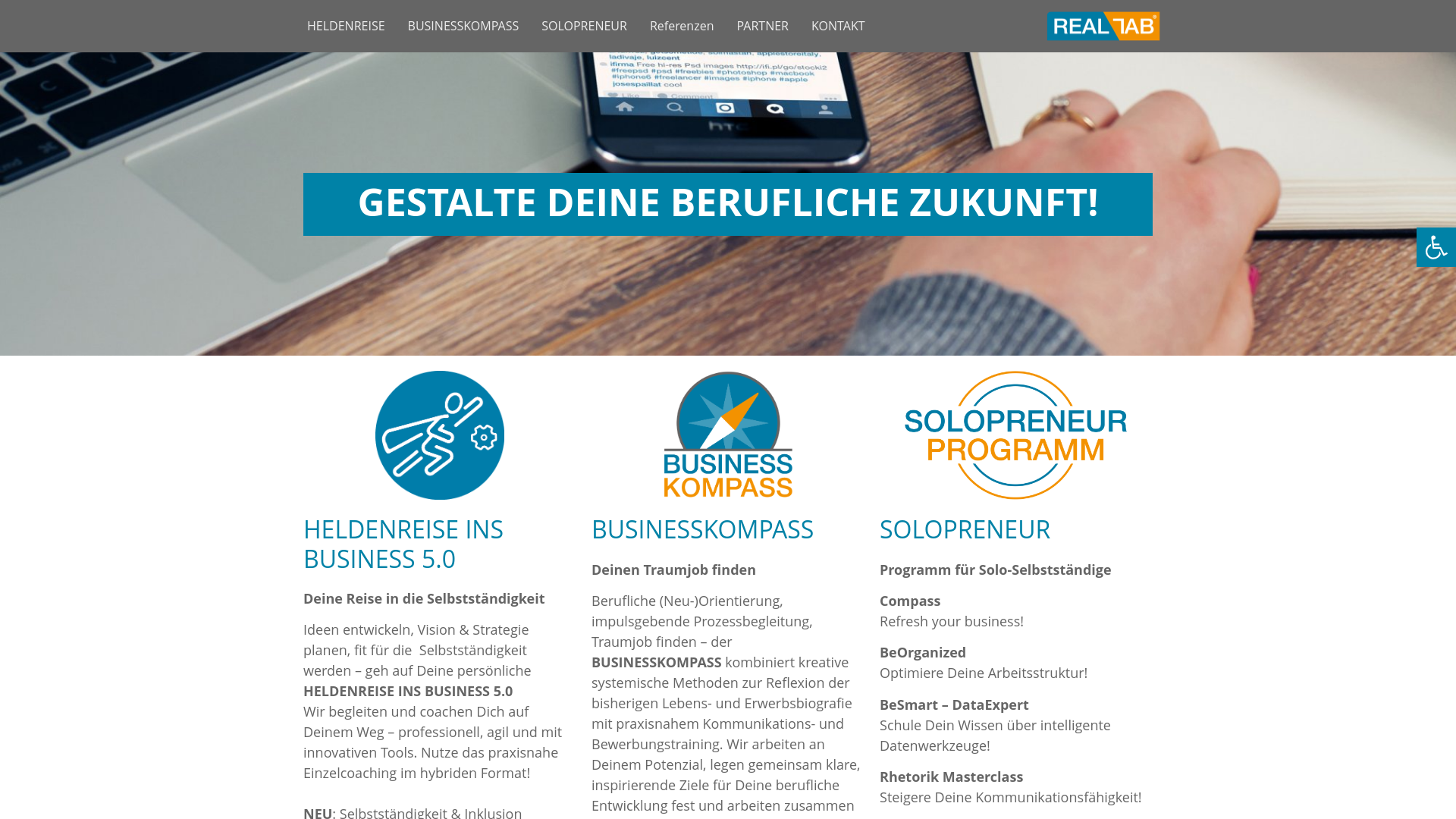 website screenshot of https://mein-businesskompass.de/