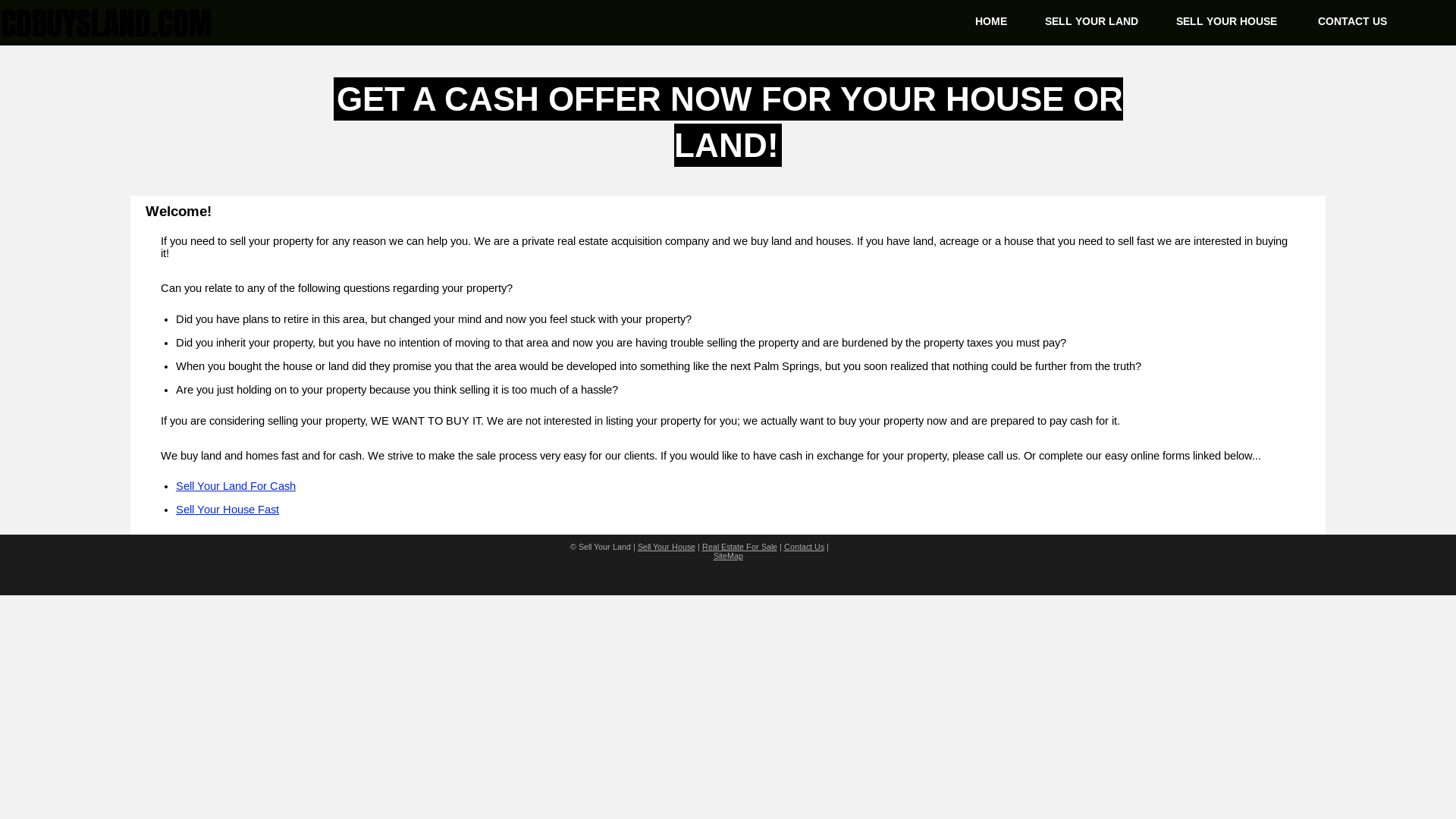 website screenshot of https://cdbuysland.com/