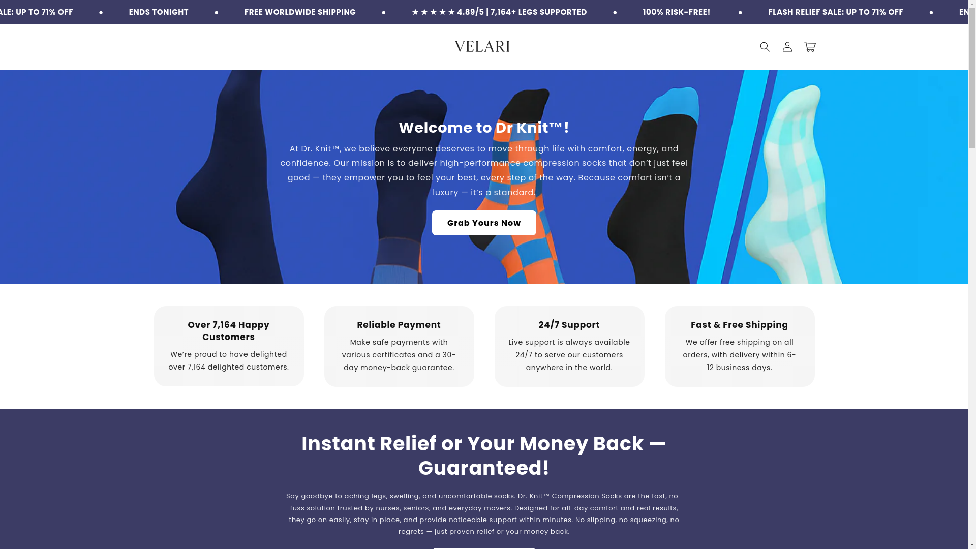 website screenshot of https://getvelari.shop/