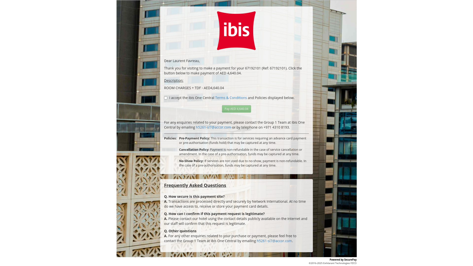 website screenshot of https://ibis-one-central.securepay.ae/prepay/0-39eeee7b-6f73-48b7-b875-7432a8636d5a-649469533