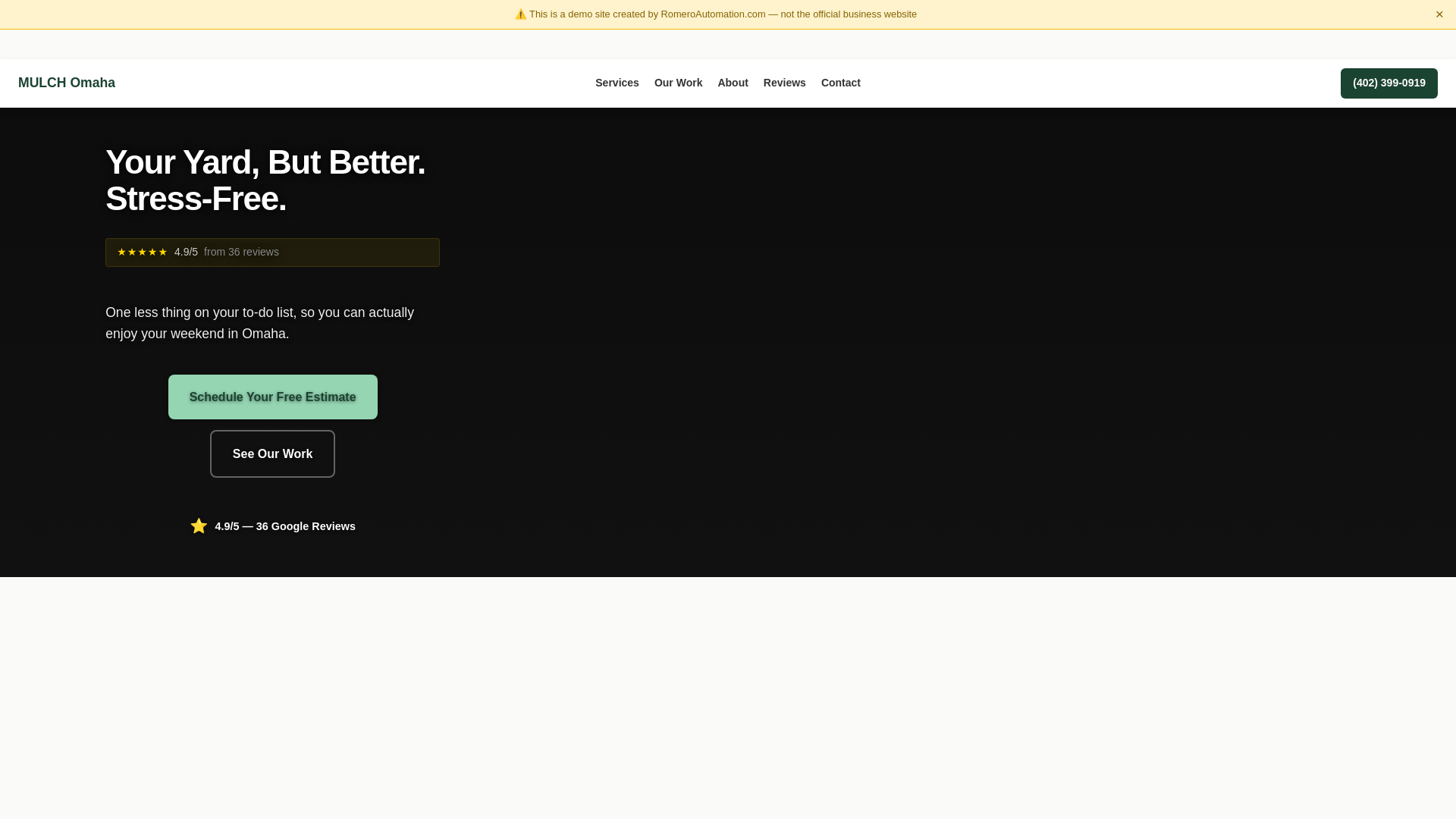 website screenshot of https://mulch-omaha-demo.pages.dev/