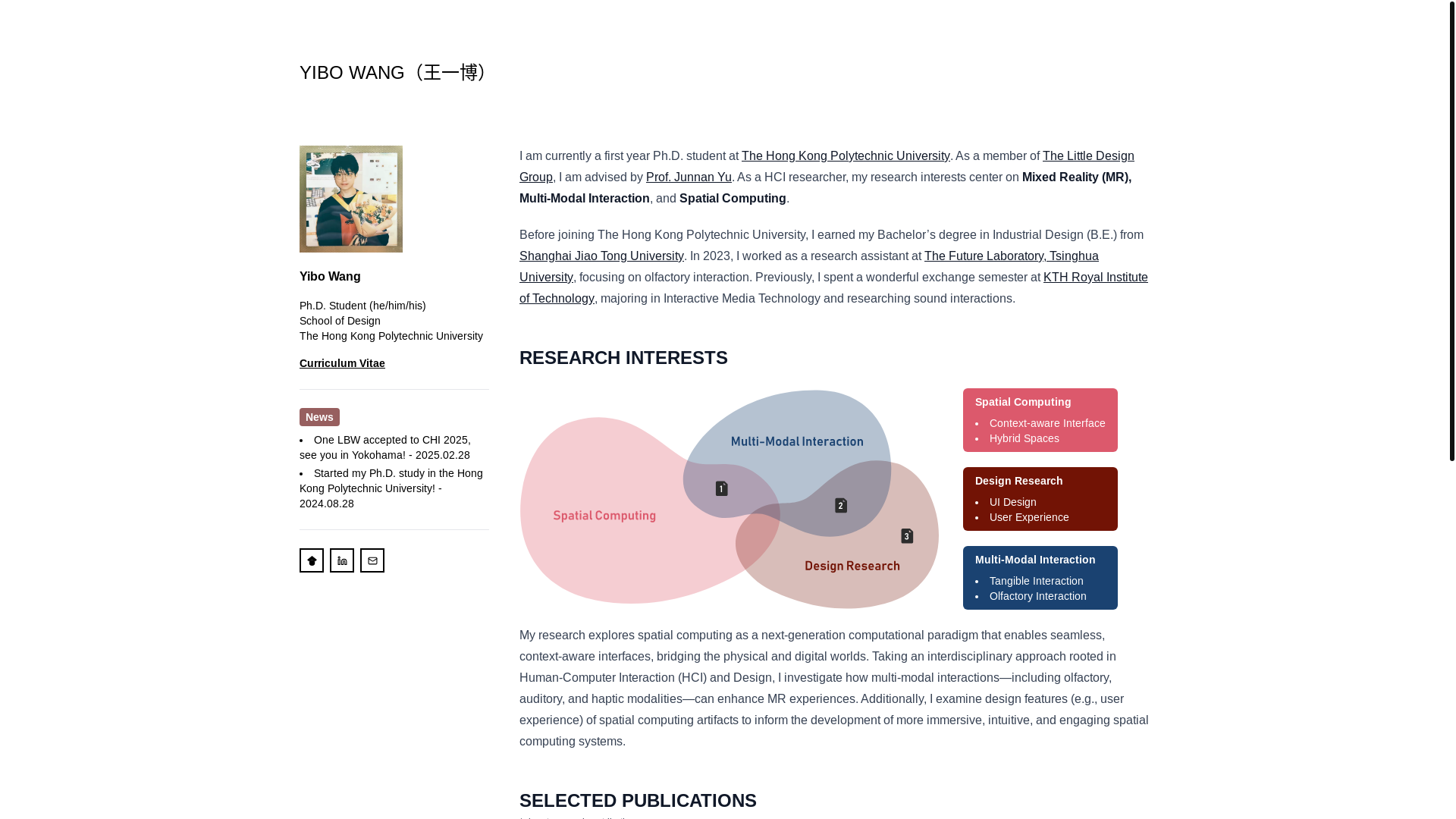 website screenshot of https://yibowang-me.pages.dev/