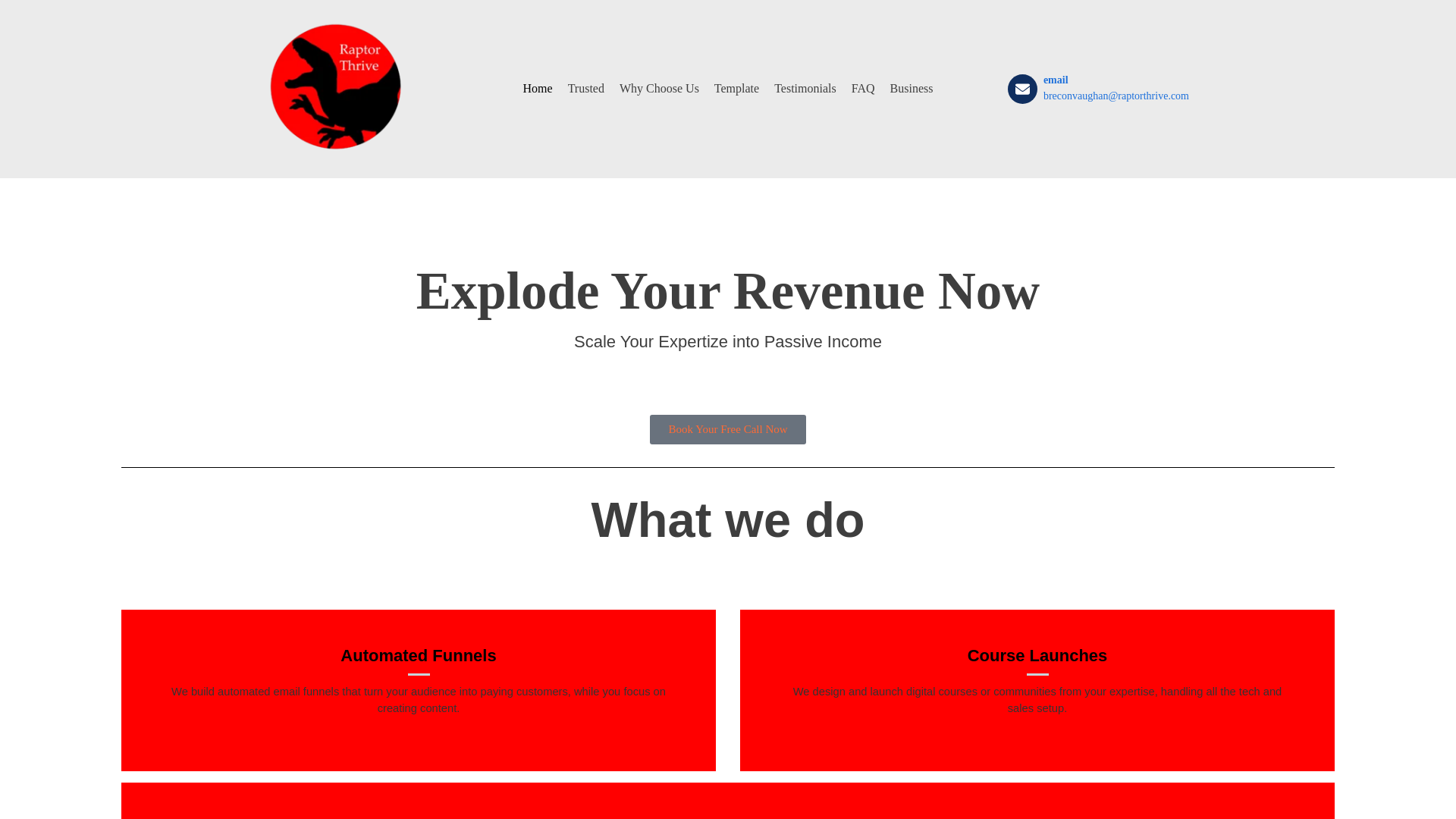 website screenshot of https://raptorthrive.com/