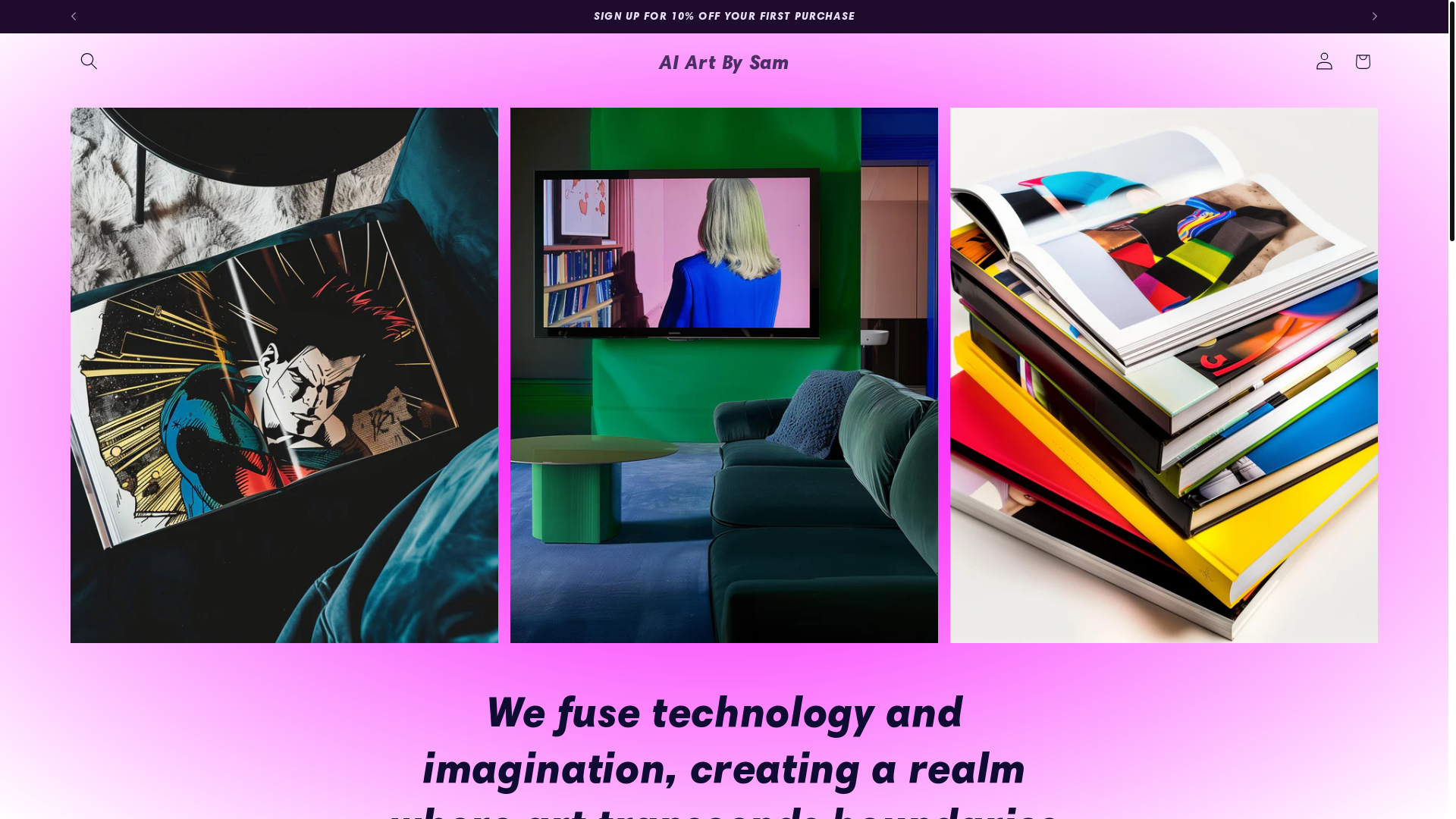 website screenshot of https://aiartbysam.com/