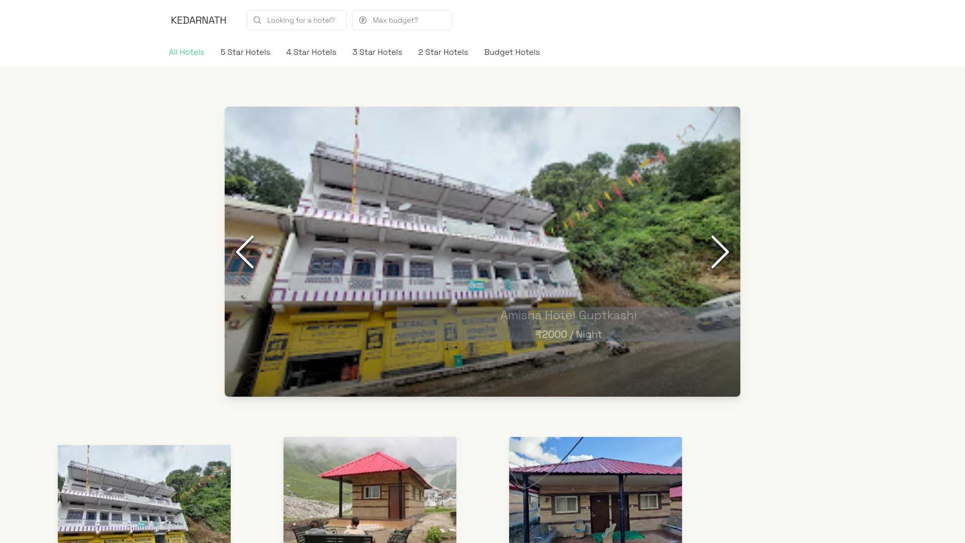 website screenshot of https://hotelsinkedarnath.org