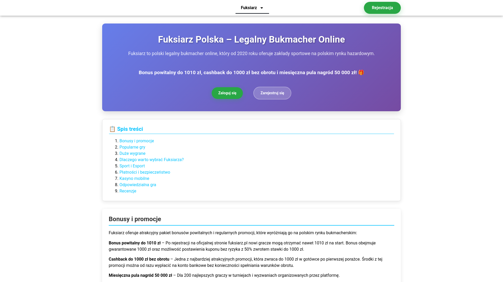 website screenshot of https://fuksiarzpoland.com/