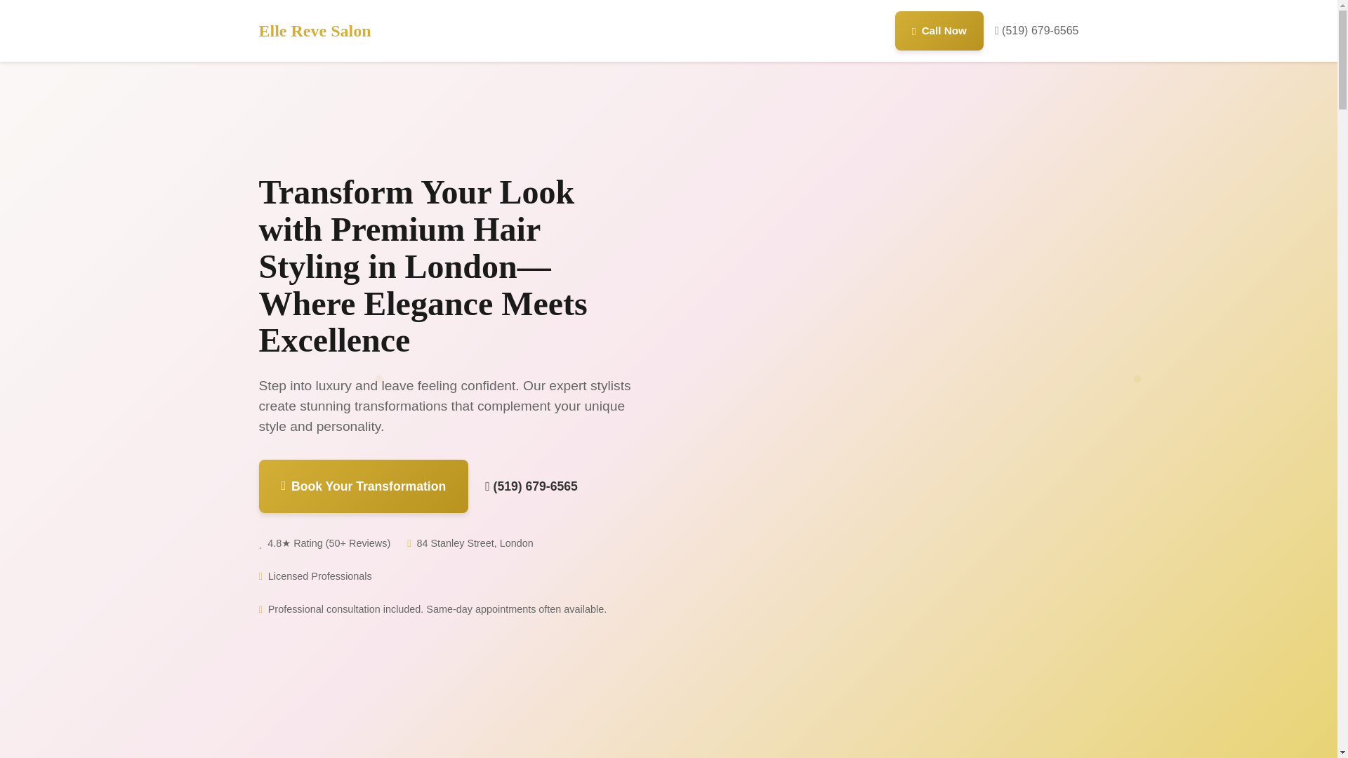 website screenshot of https://ellerevesalon.pages.dev/