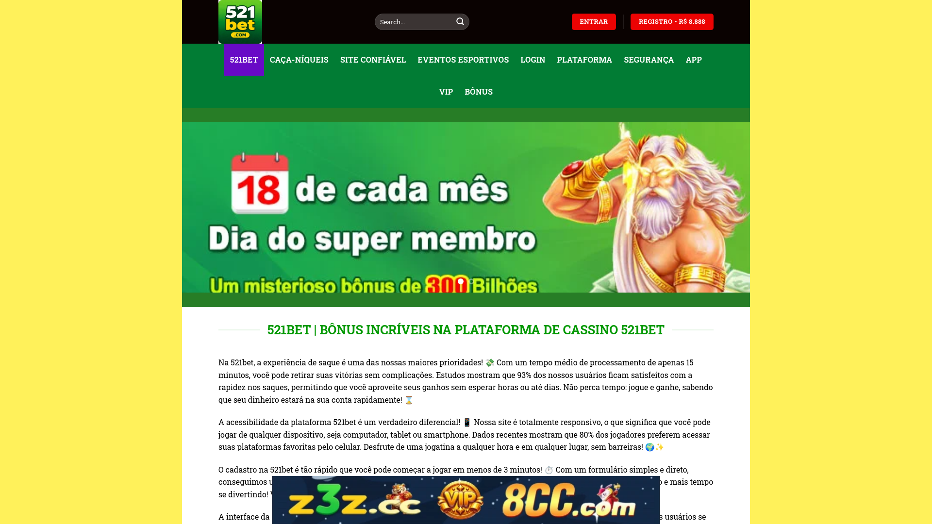 website screenshot of https://521betsf.com