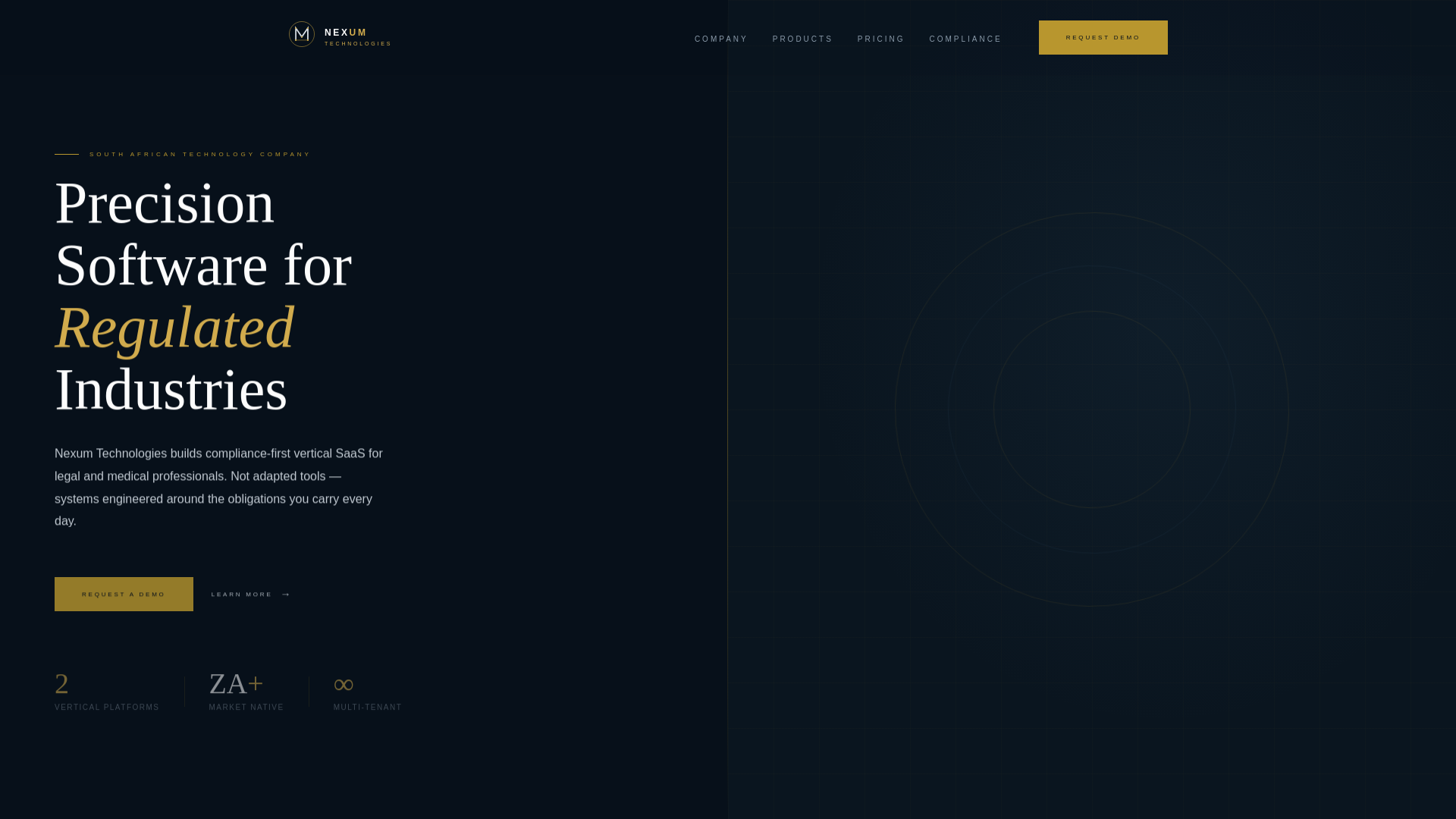 website screenshot of https://nexumtechnologies.co.za/