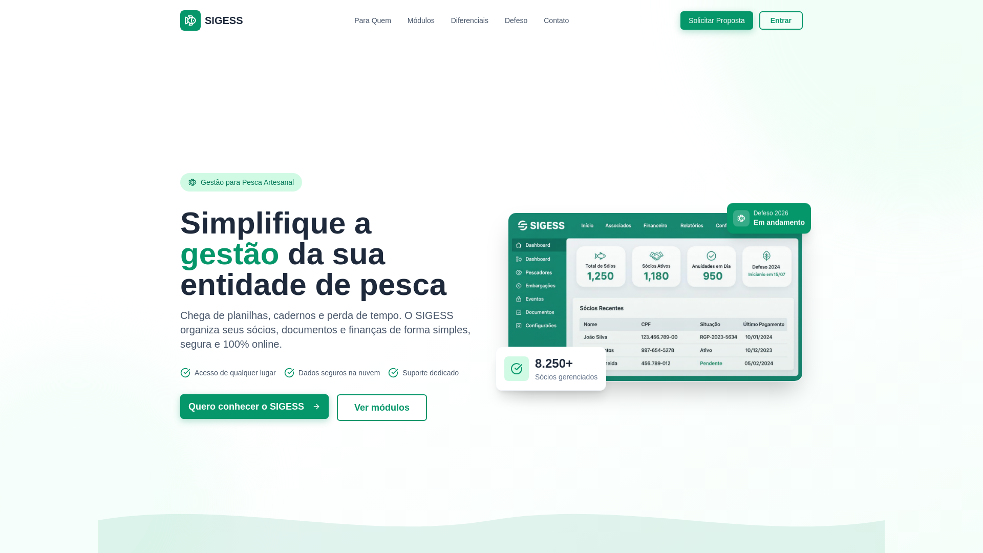 website screenshot of https://sigess.com.br