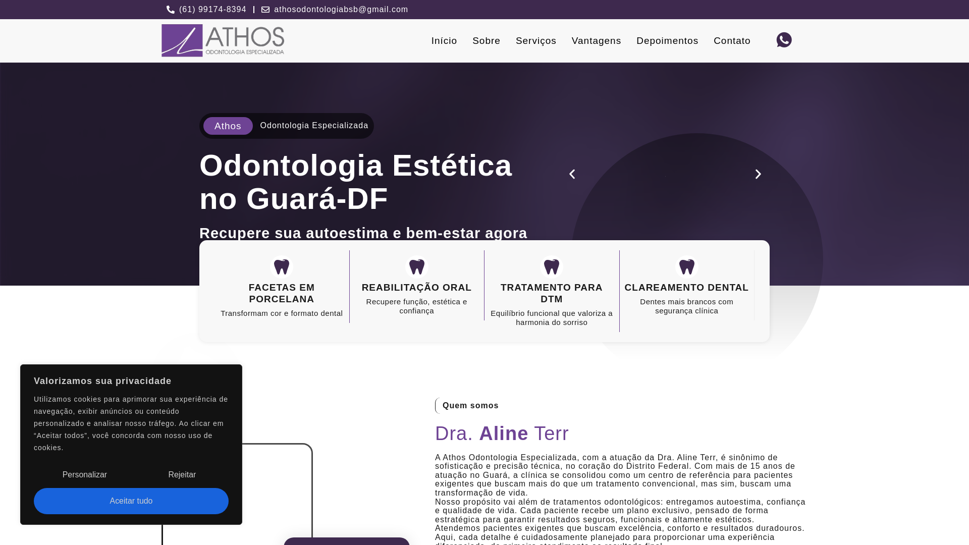 website screenshot of https://athosodontologiabsb.com.br/