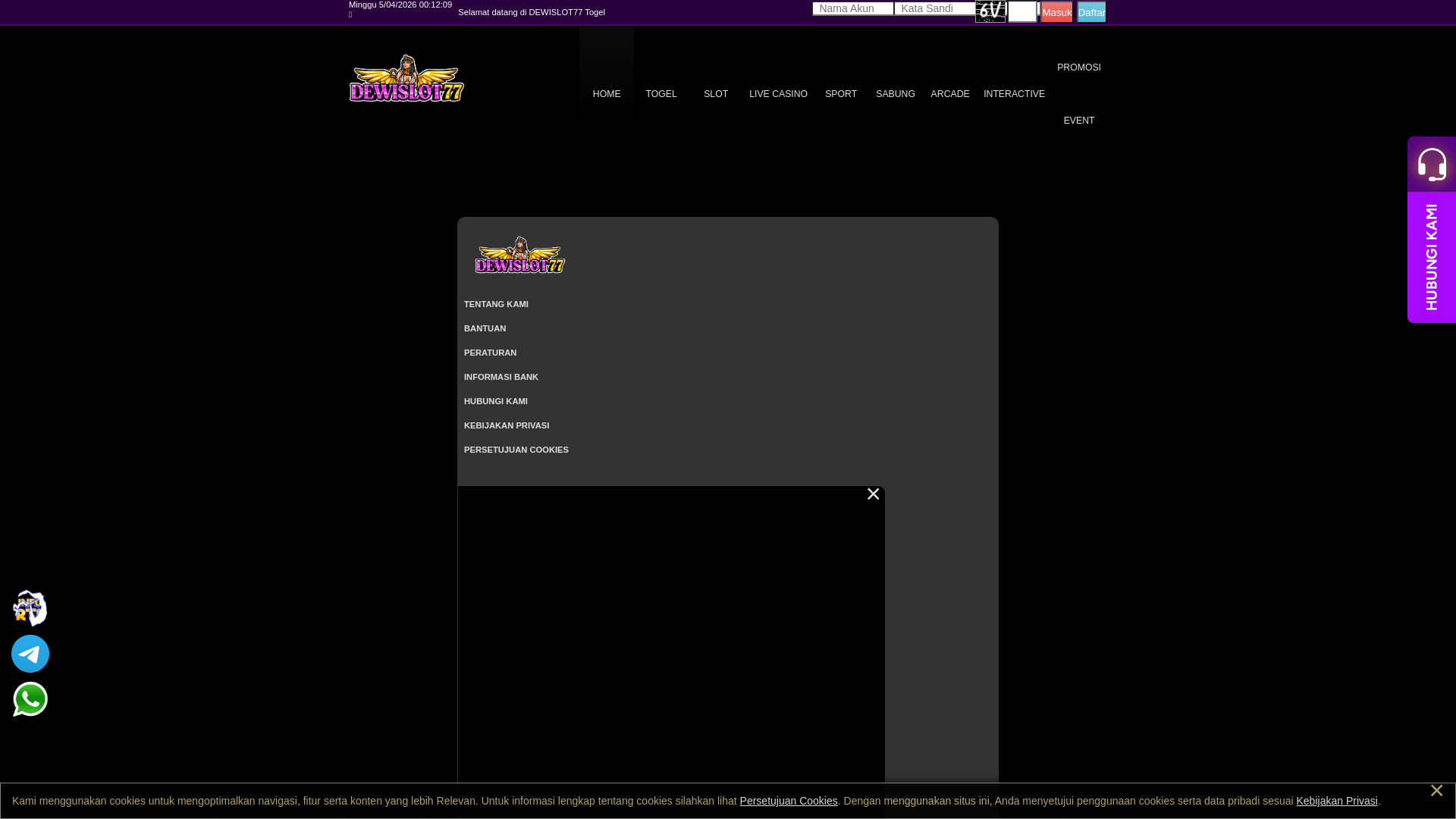 website screenshot of https://dewislot77cc.sbs/