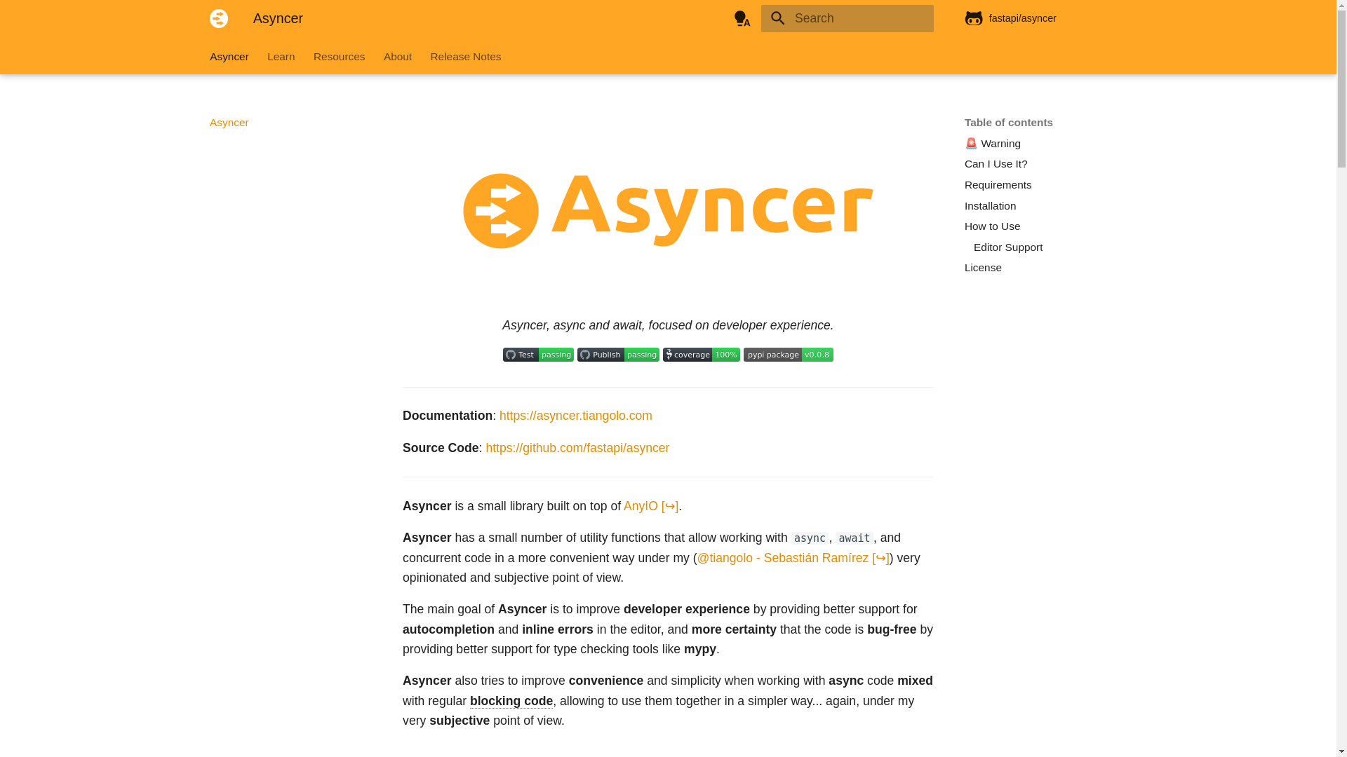 website screenshot of https://asyncer.pages.dev/