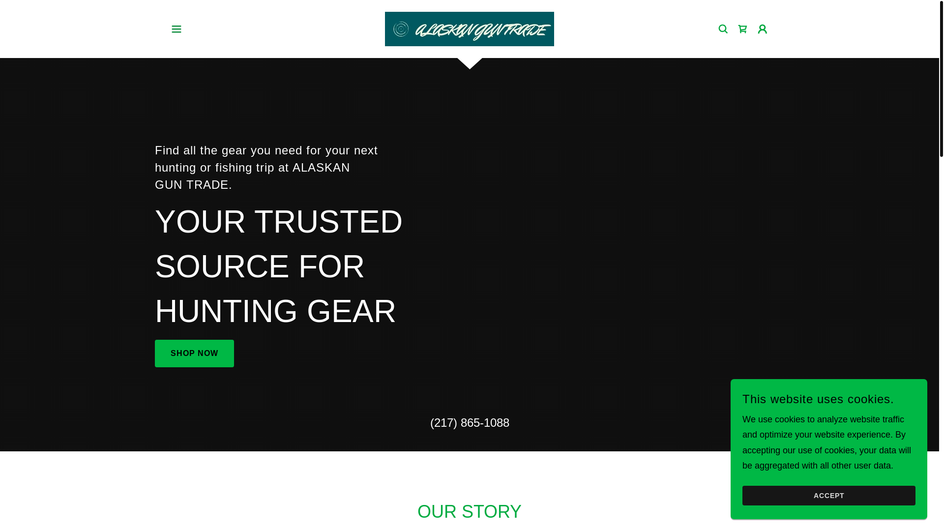 website screenshot of https://alaskanguntrade.shop/