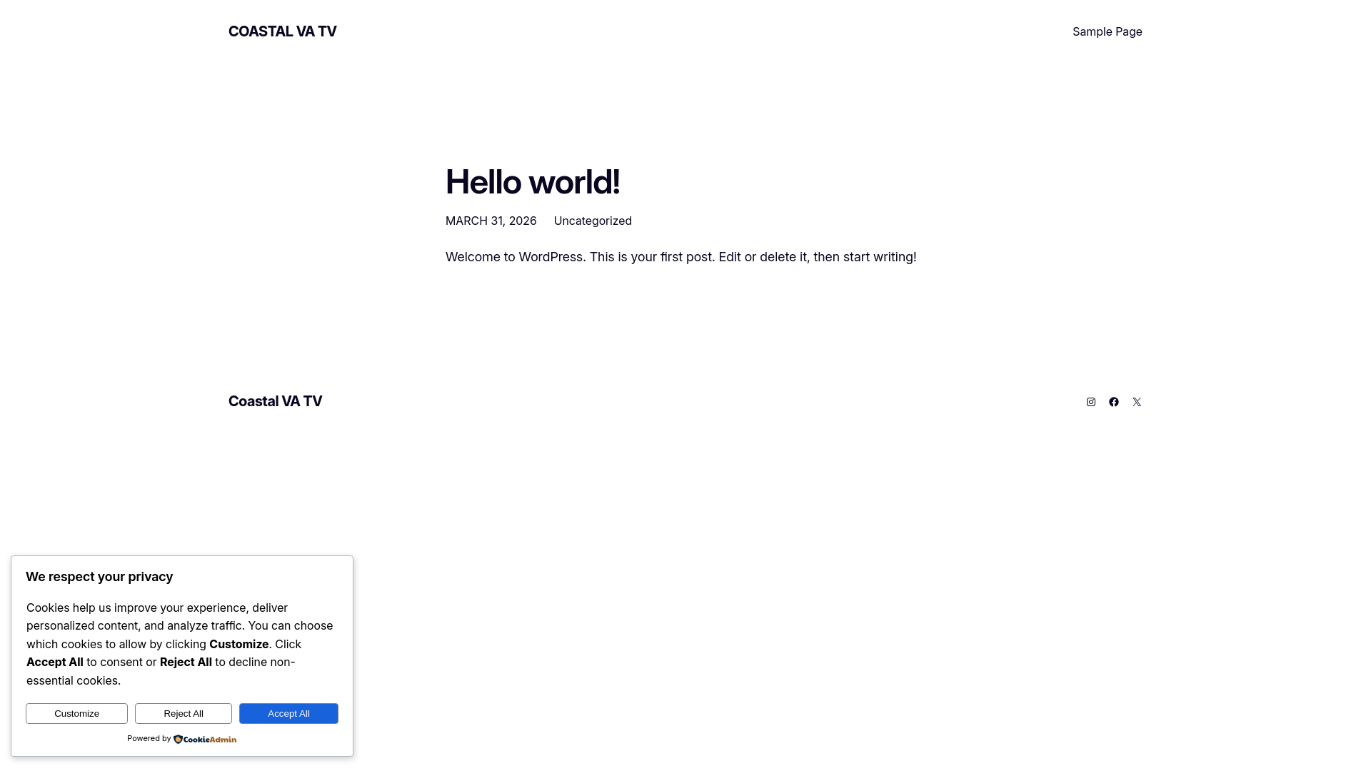 website screenshot of https://coastalva.tv